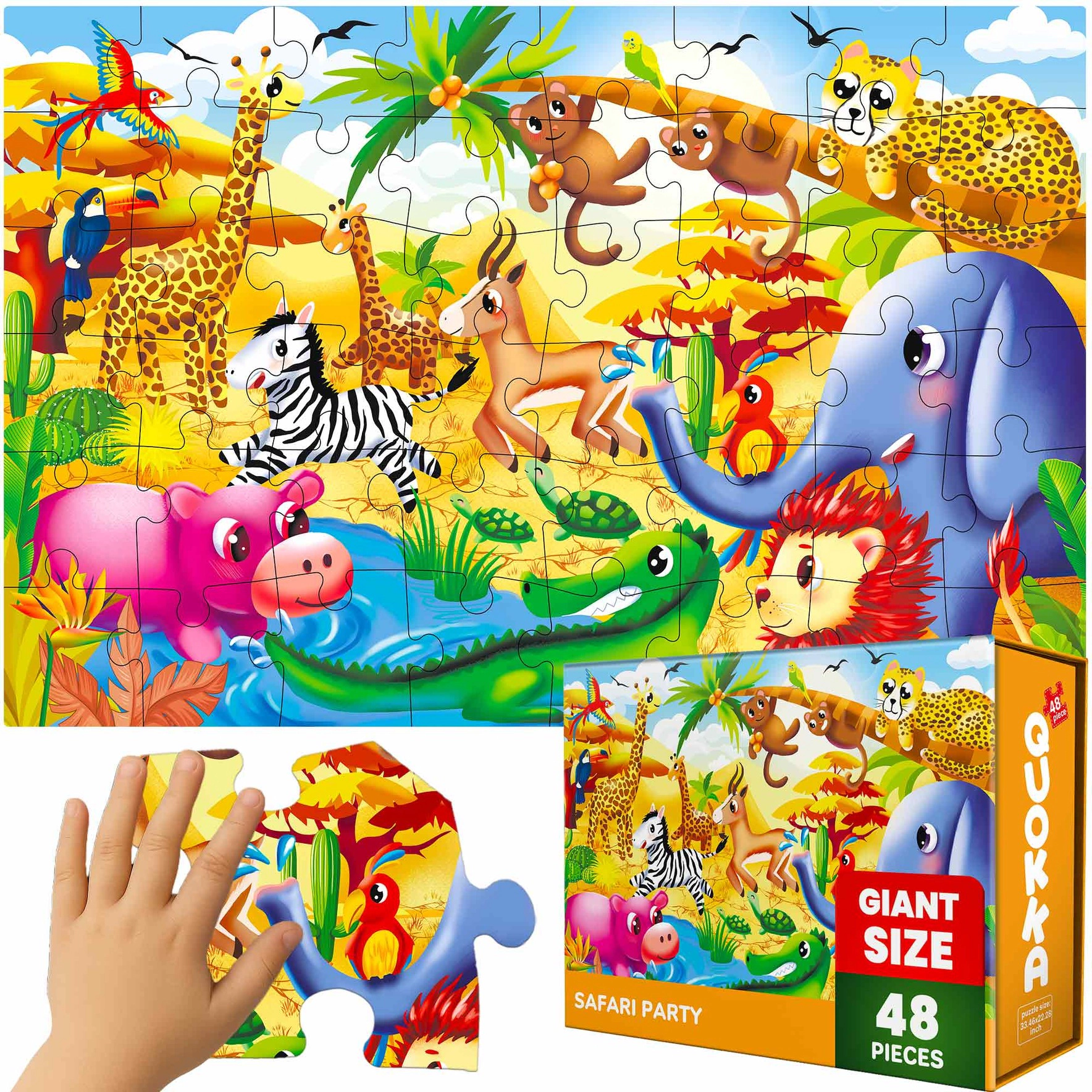 QUOKKA 2x3 FT Giant Floor Jigsaw Puzzle, Interactive Learning Activity for Kids Ages 4-6