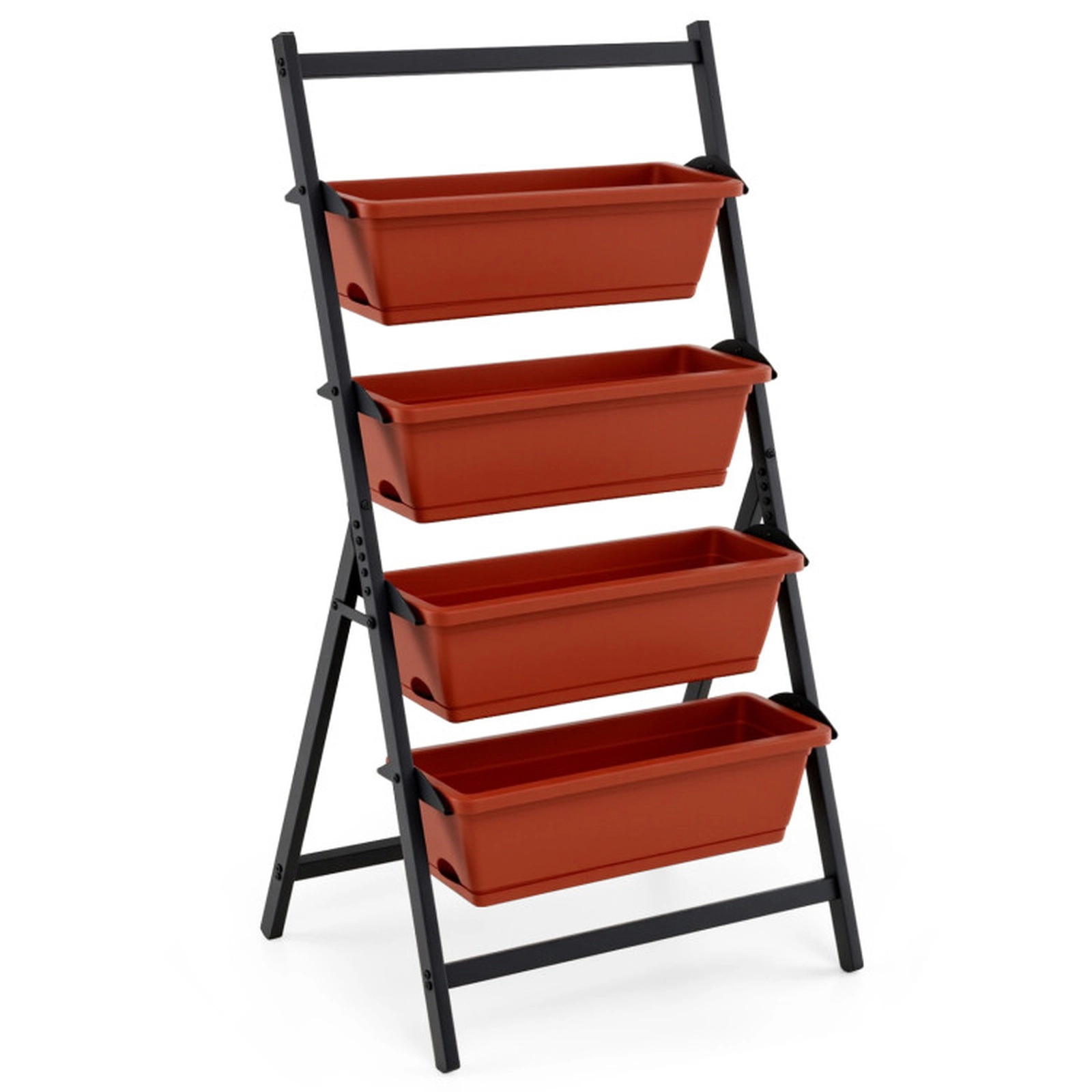 SUGIFT 4-Tier Vertical Raised Garden Bed Outdoor Planter with Removable Containers and Drainage Holes Red