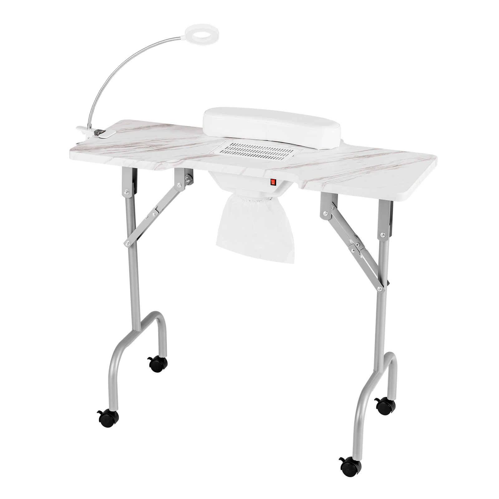 SUGIFT 66-lb Capacity Folding Manicure Table with Electric Dust Collector 10-Level LED Lamp and Carrying Bag