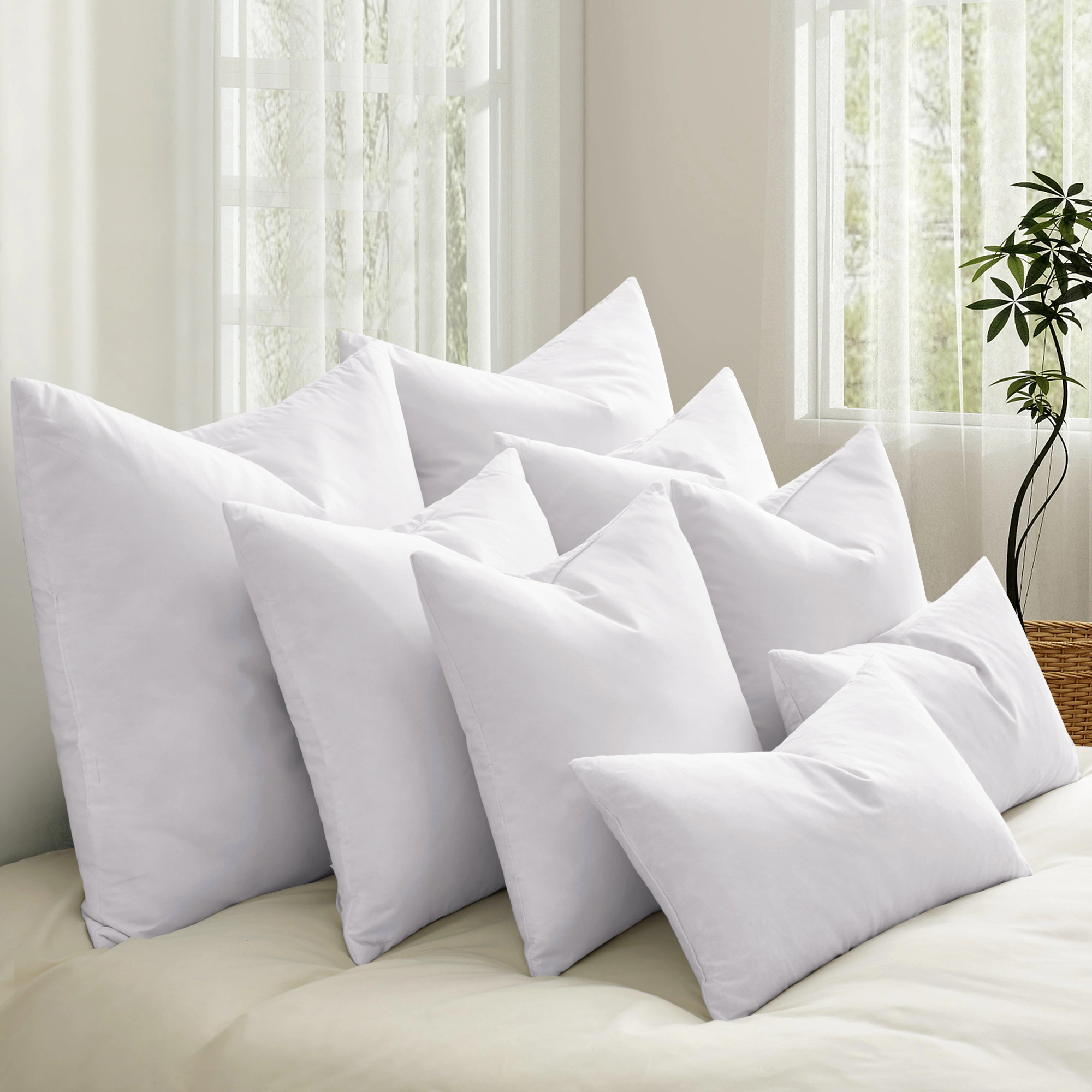 PEACENEST 20 x 20 Feather and Duck Down Throw Pillow Inserts for Sofa and Bed,Set of 2