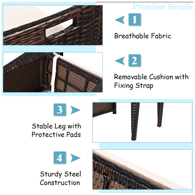 Hivvago 3 Pieces Cushioned Outdoor Wicker Patio Set With No Assembly Needed