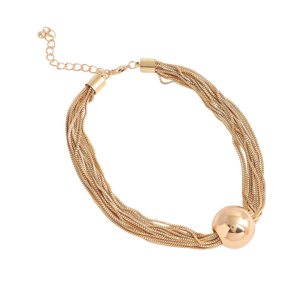 SOHI Women's Rhinestones Ballchain Necklace