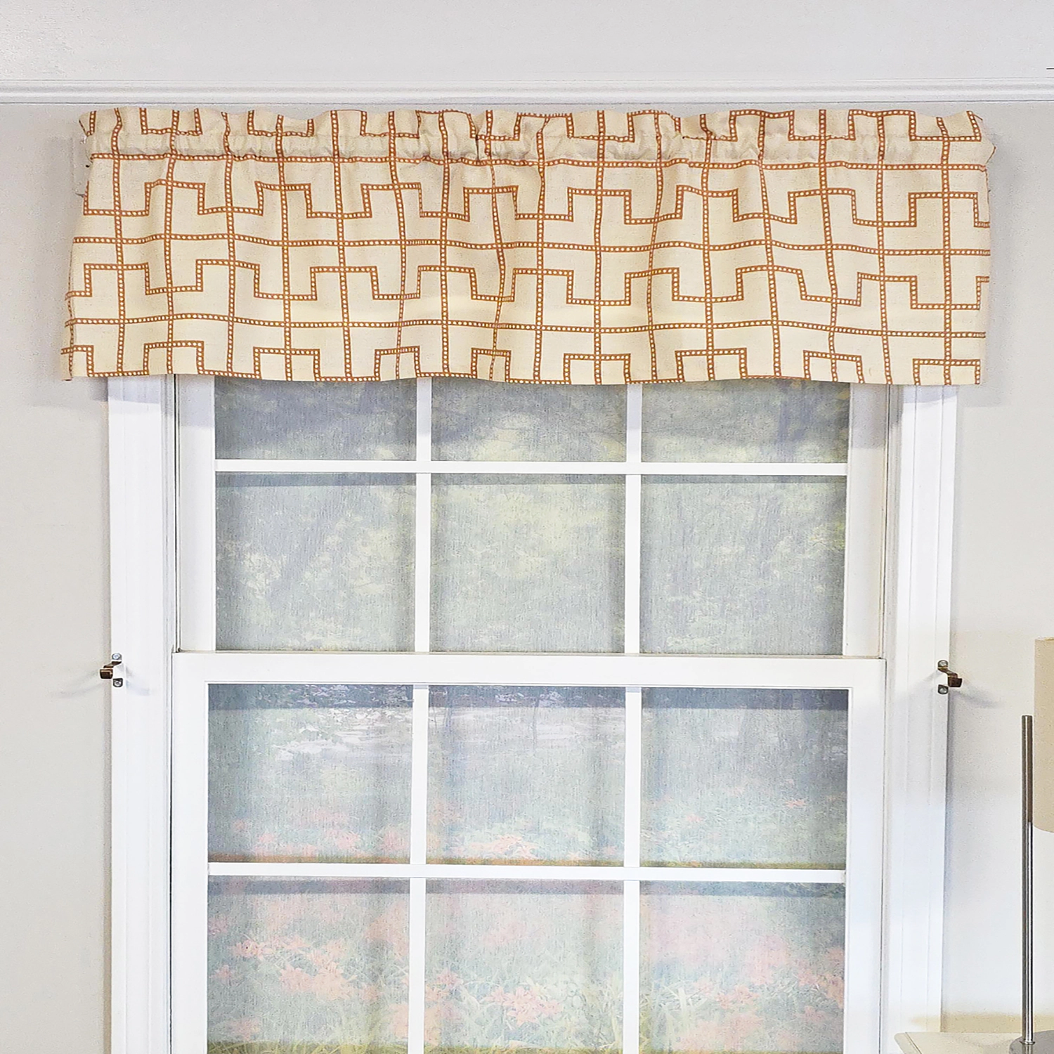 RLF Home 100% Cotton High Quality Torres Tailored Window Valance with 1.5" Rod Pocket 50" W X 12" L Cream