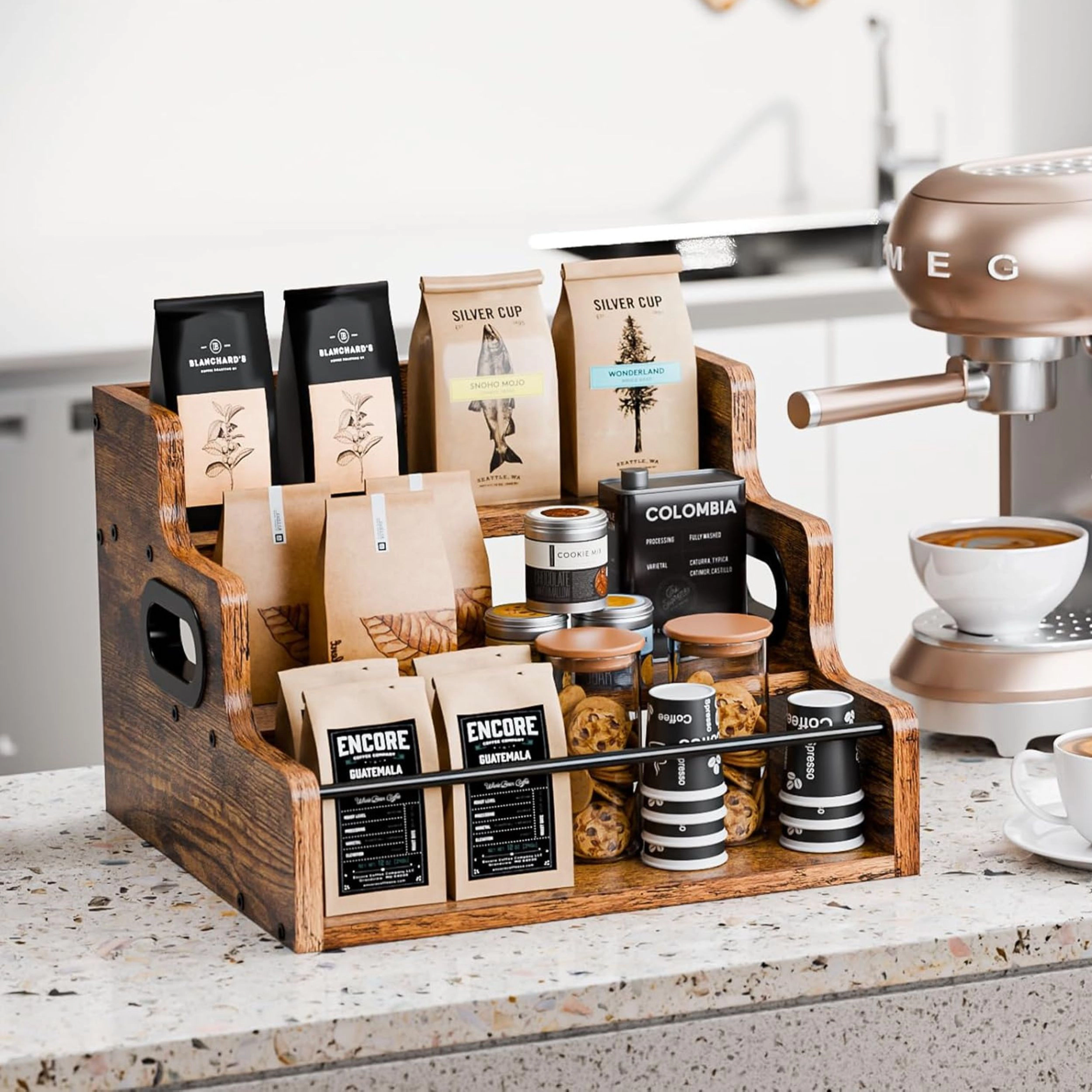 Stock Preferred 3 Step Countertop Liquor Bottle and Coffee Syrup Display Rack