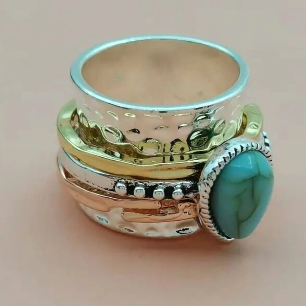 Wardrobe Whimsy Teardrop Turquoise Multi Band Stackable Ring for Women