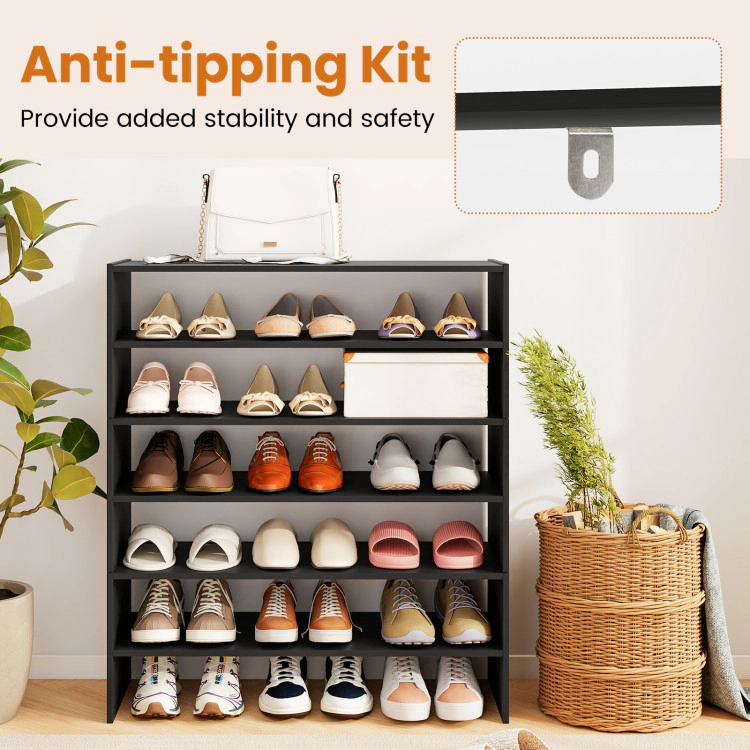 Hivvago 6-tier Shoe Rack with Anti-tipping Device for Entryway