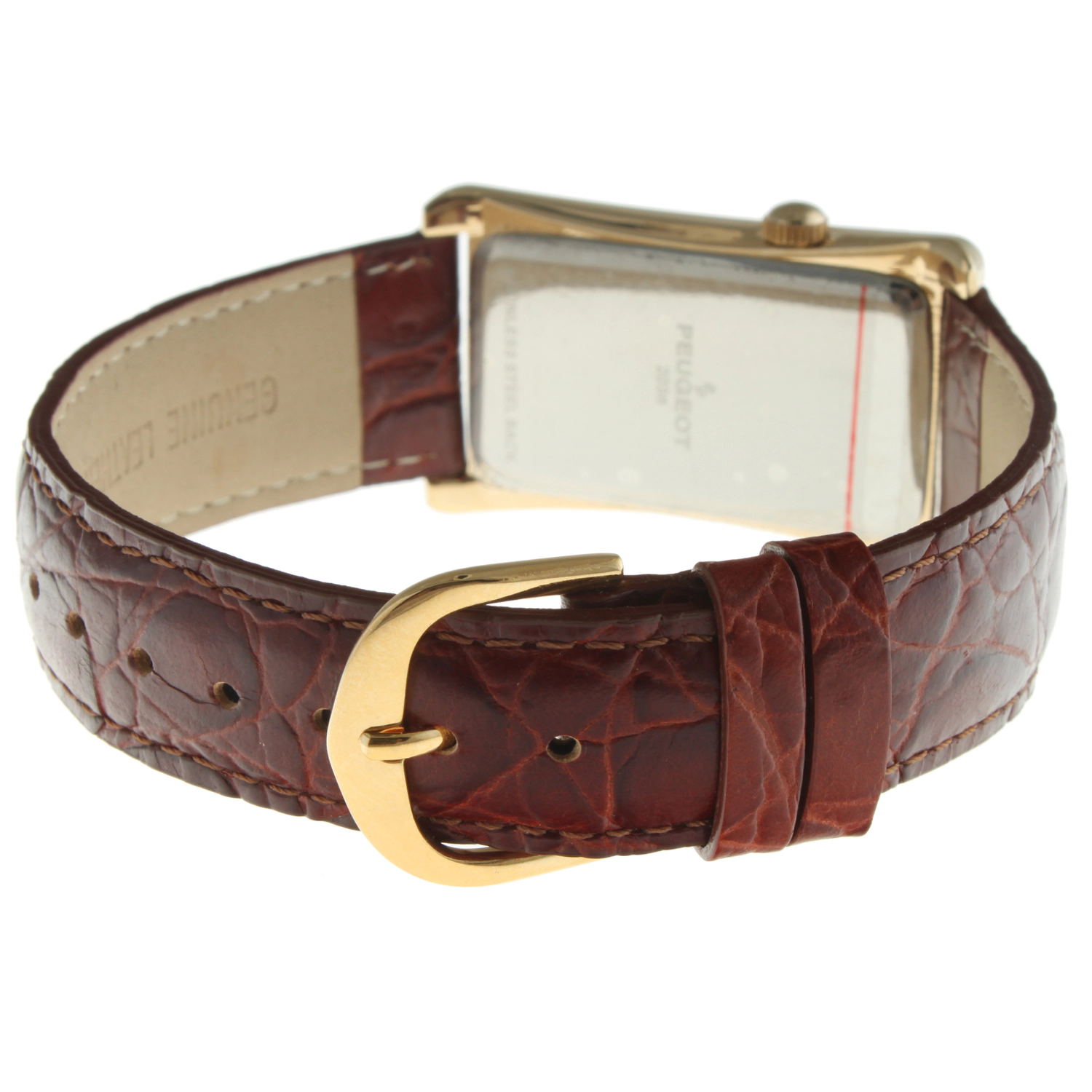 Peugeot Men's 40x24 mm Gold Large Remote Sweep Leather Strap watch