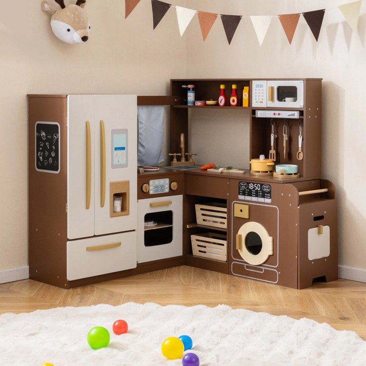 Hivvago Corner Play Kitchen with Lights and Sounds for Ages 3+