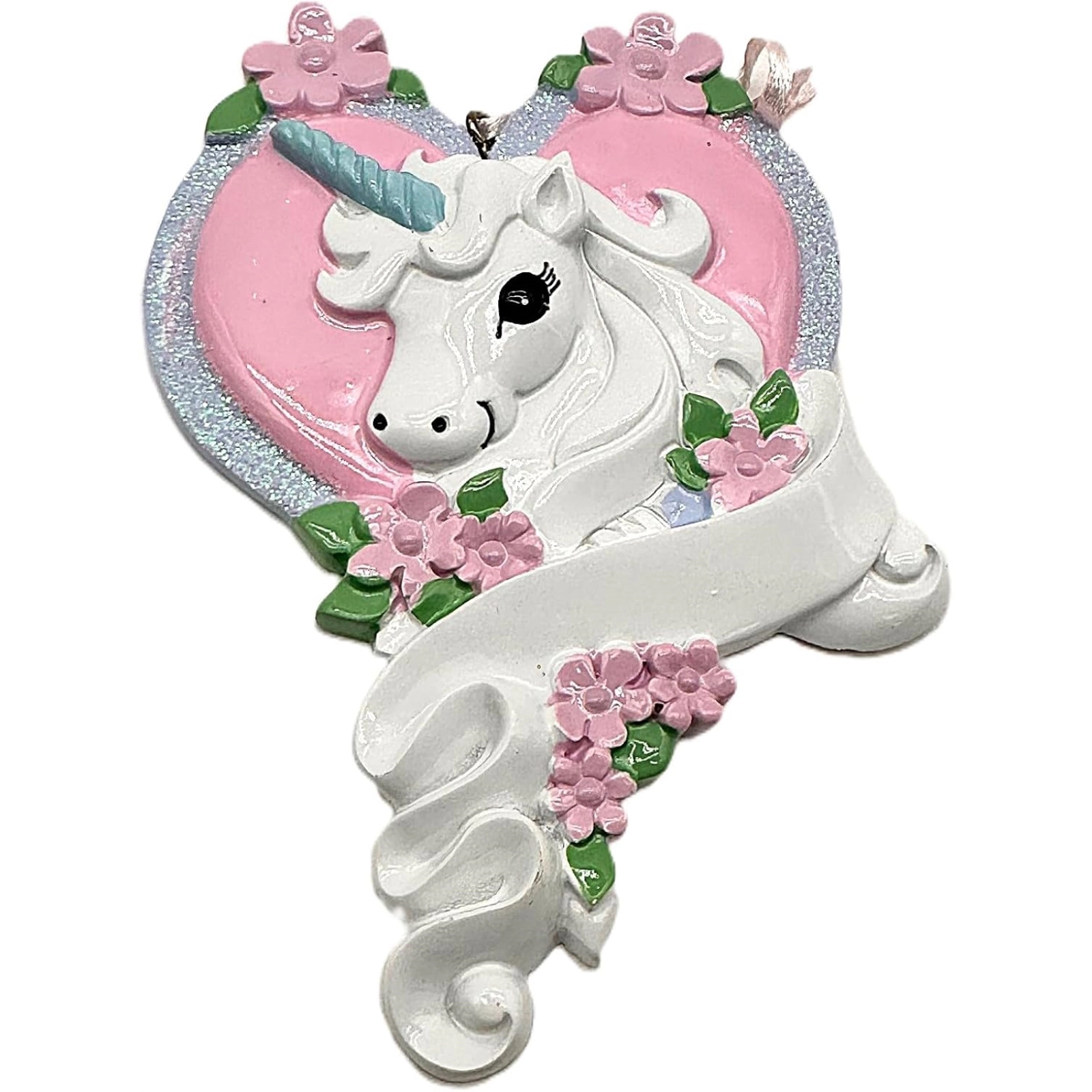 Kurt Adler White Unicorn Horse with Pink Heart Resin Christmas Ornament Holiday Decoration 4 inch