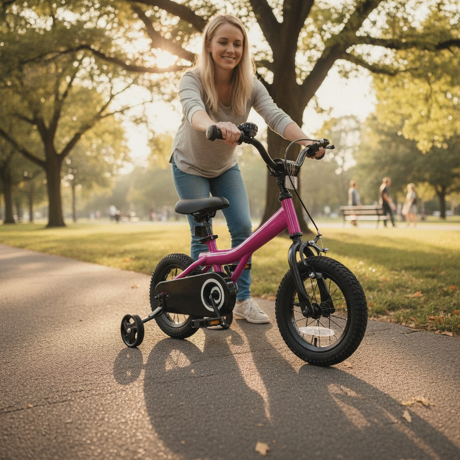 12-in Kids Bike Ages 3-4 Removable Training Wheels Bell Reflectors Dual Brakes Adjustable 18.5-in to 20-in Saddle Pink
