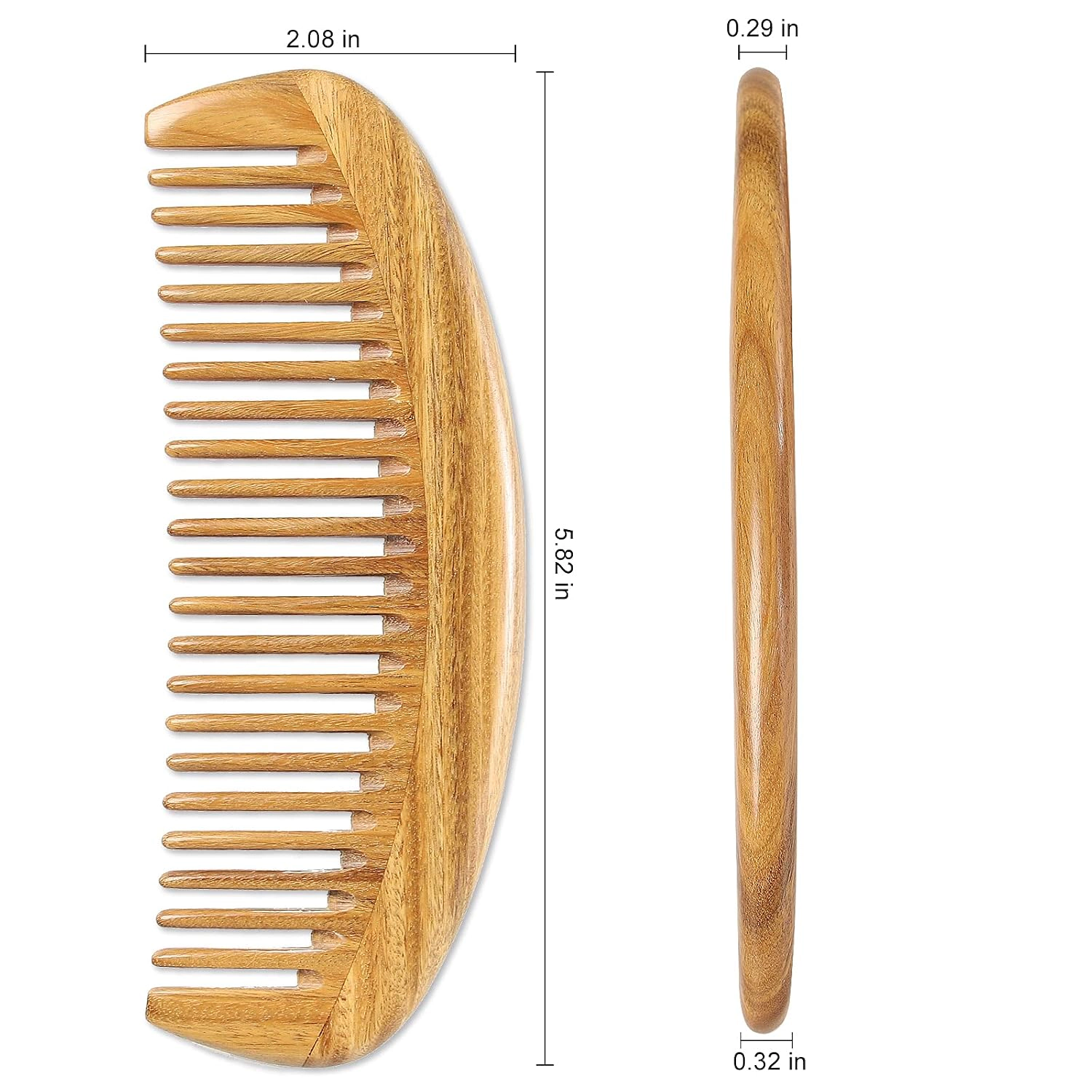 Prism Edge Unisex Natural Sandalwood Oval Fine Tooth Comb