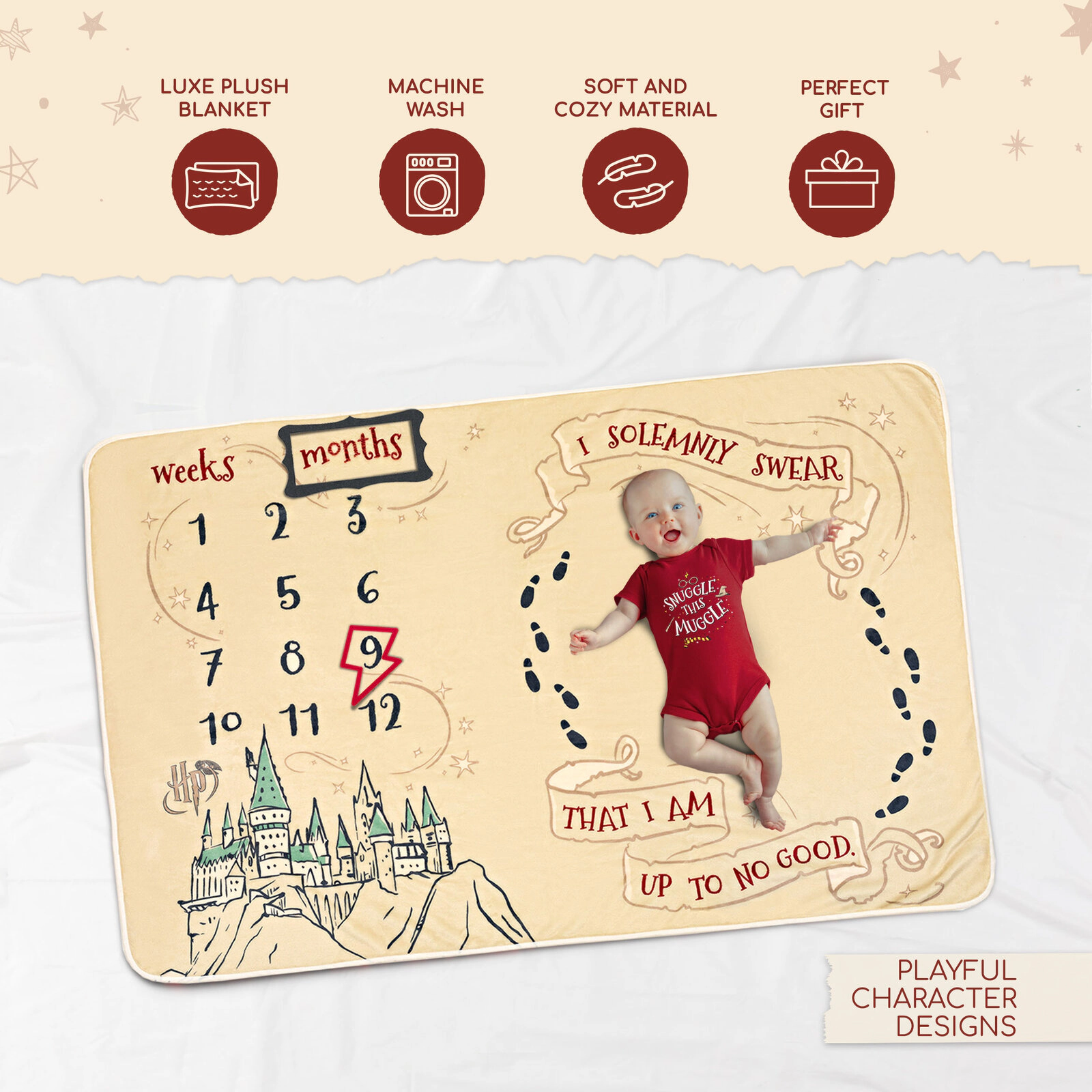Harry Potter Baby Boy or Girl Shower Bodysuit and Blanket Set