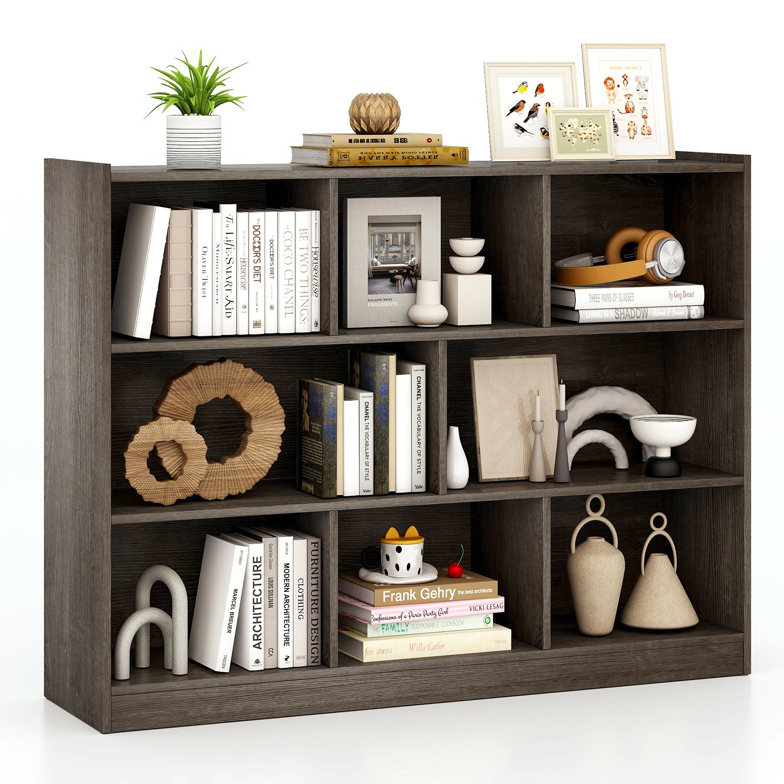 SUGIFT 3-Tier 8-Cube Open Bookcase Storage Shelves Display Cabinet 132-lb Top 44-lb Cube Capacity 48-in Wide