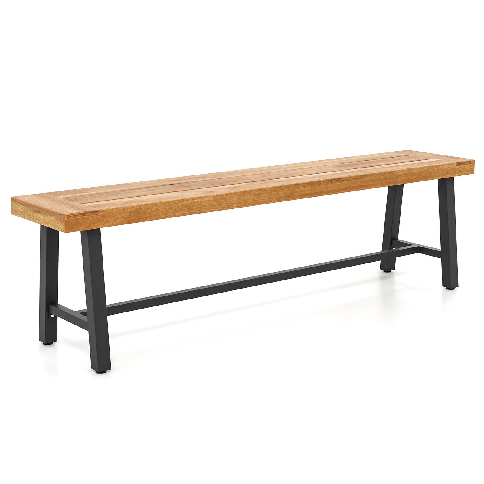 LJG 63 Inch 3-Person Acacia Patio Wood Outdoor Backless Bench-Set of 1