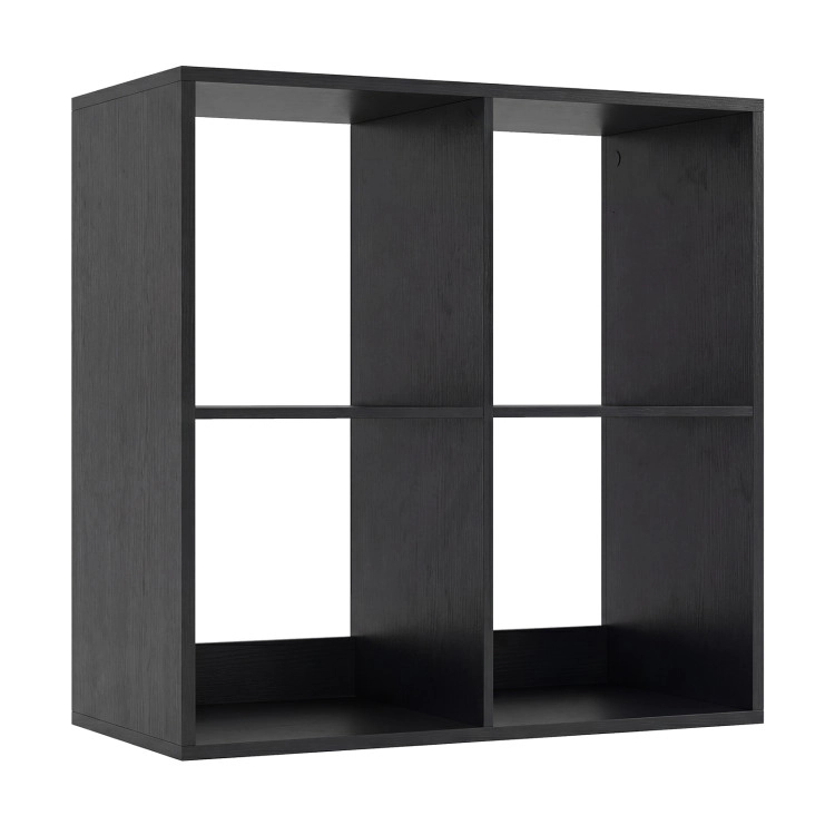 Hivvago 4 Cube Bookshelf with Back Guardrail for Living Room Bedroom