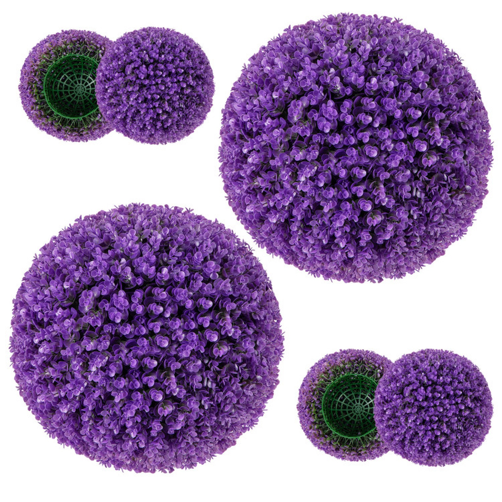 SUGIFT Set of 2 17.5-in Faux Eucalyptus Decorative Balls with 7-Layer Purple Leaves and Clip Setup