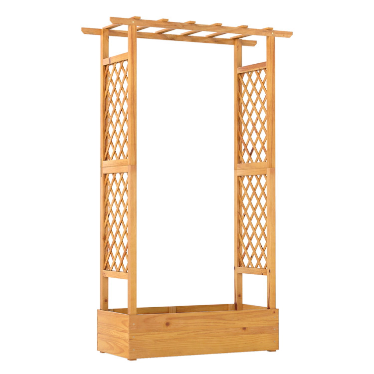 Hivvago 70 Inch Wooden Raised Garden Bed with Lattice Trellis