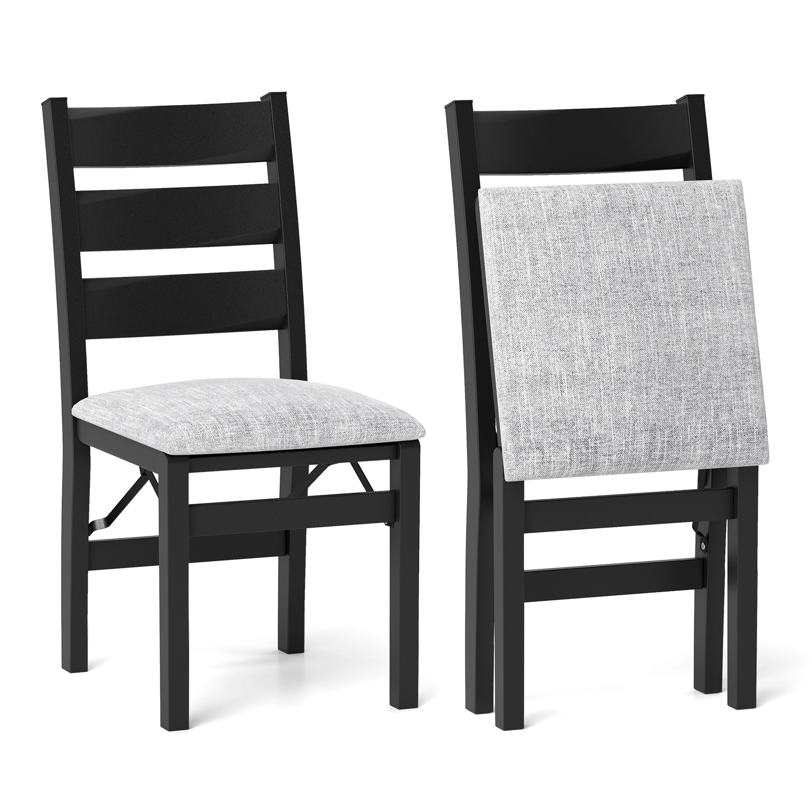 LJG Modern Upholstered Folding Chairs Set of 2 with Comfy Backrest