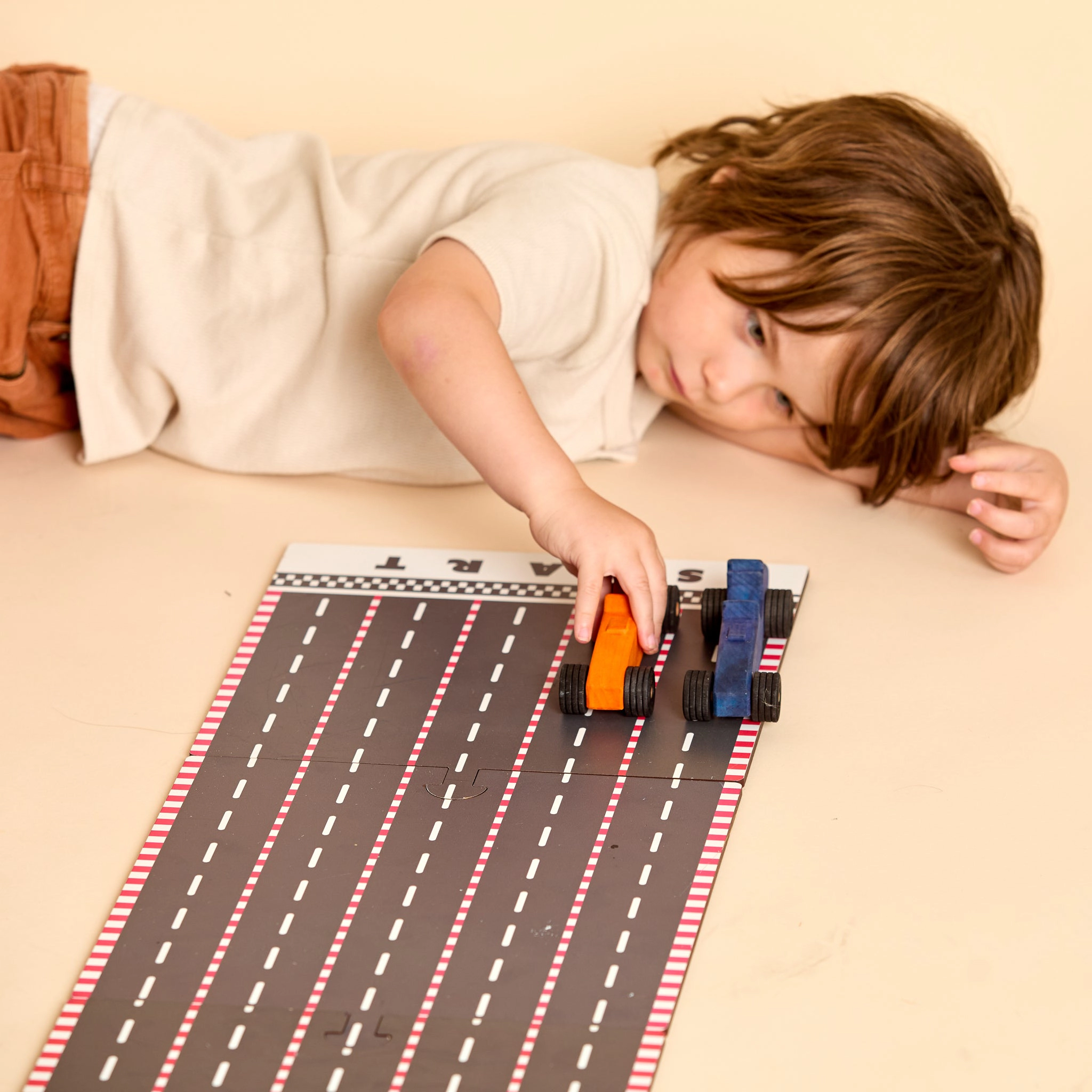 Dyed Wooden Indy Car Set with 5-Foot Racetrack - Made in the USA