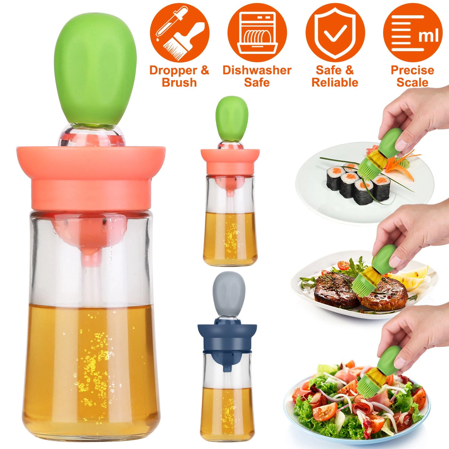 GBruno 2-in-1 Glass Oil Dispenser With Brush
