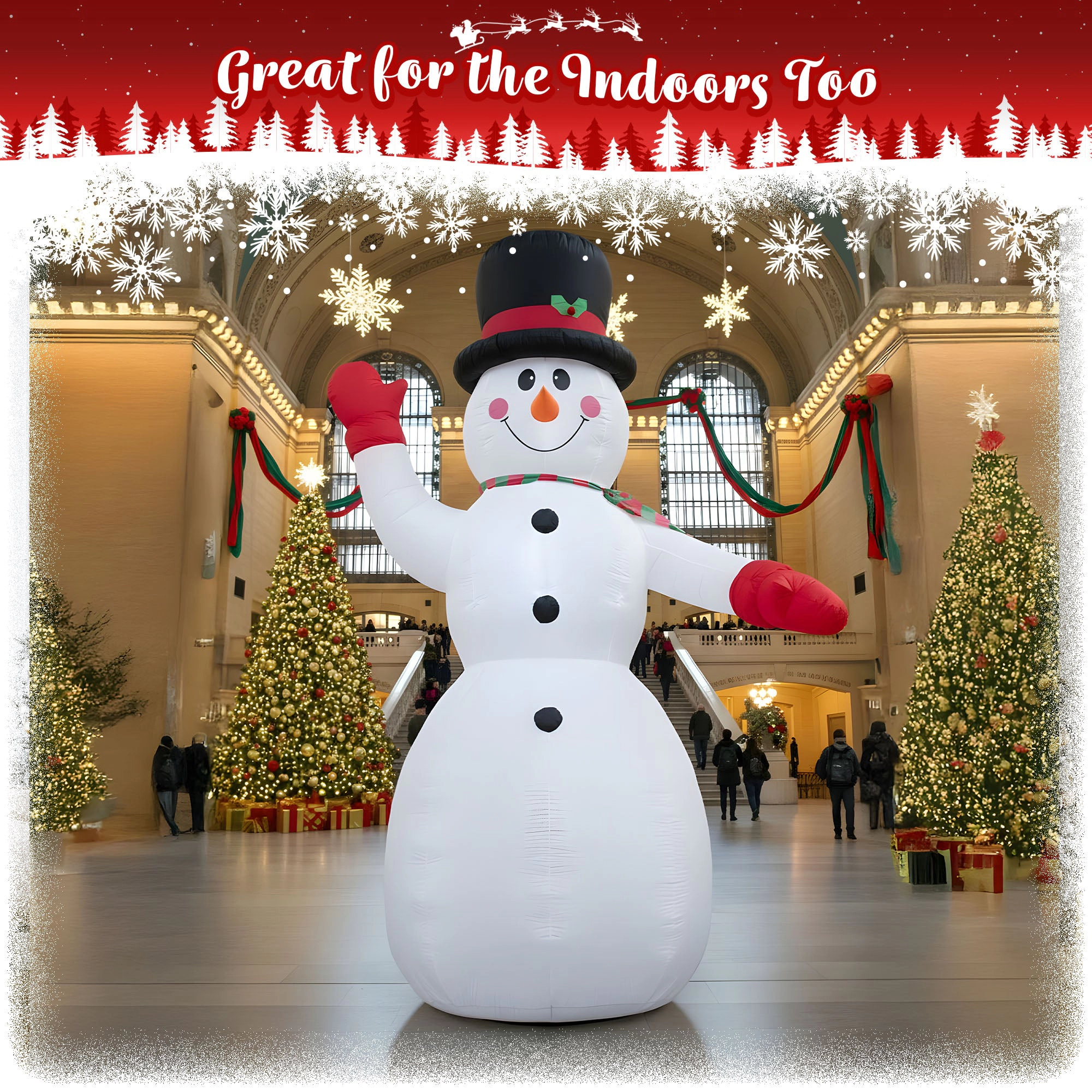 G128 14.76 ft Snowman Inflatable with LED Lights - Weather-Resistant Outdoor Christmas Yard Decoration, Fast Inflate