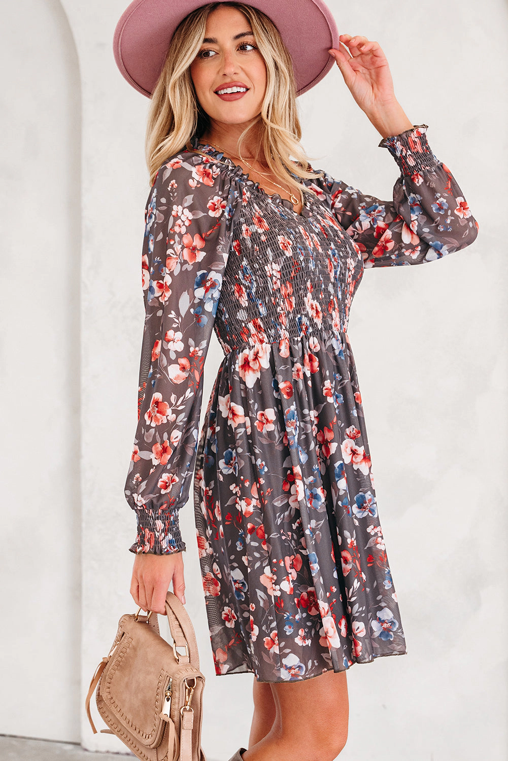 Threaded Pear Women's Evajena Long Sleeve Mini Dress