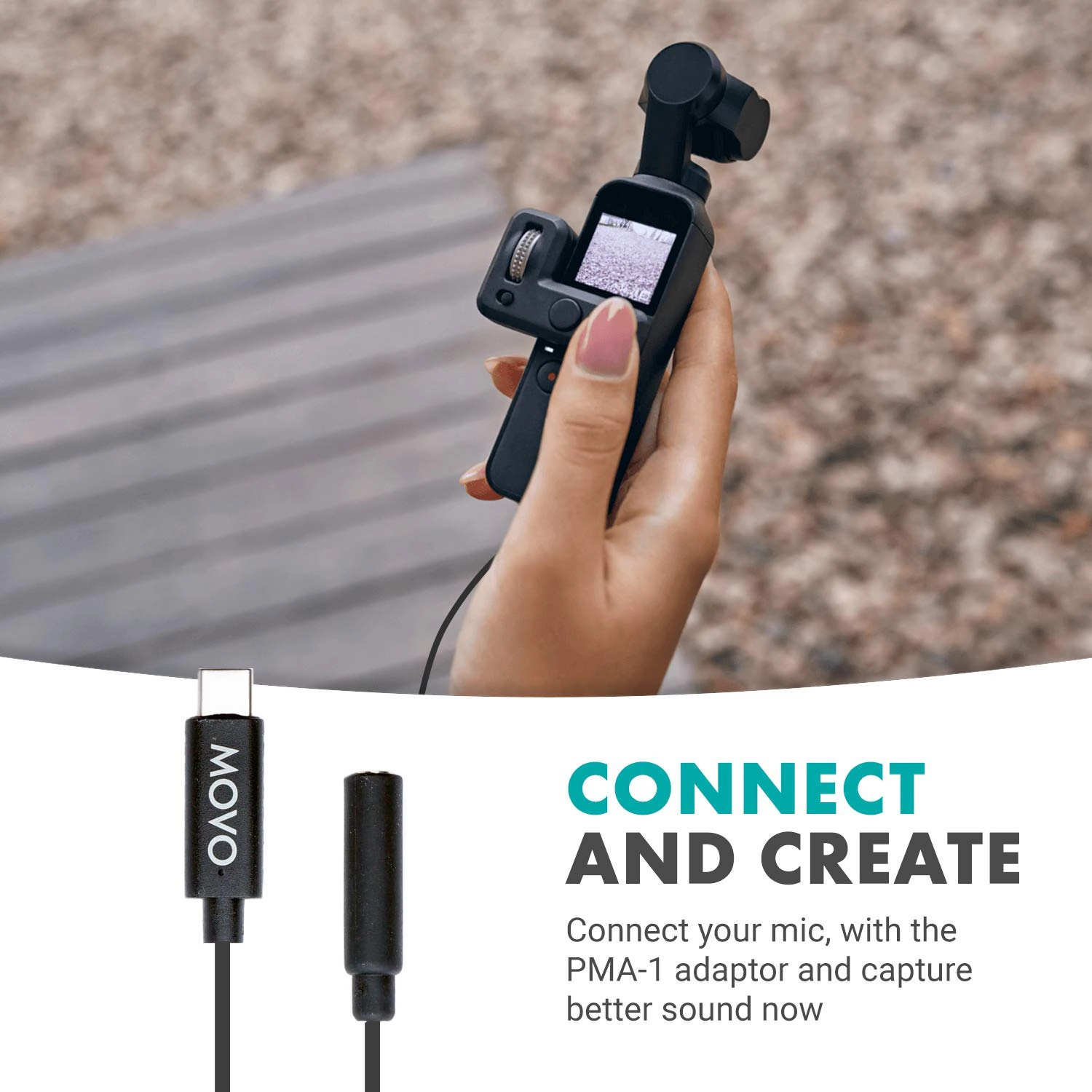 Movo PMA-1 Female 3.5mm TRS Microphone Audio Adapter Cable Compatible with The DJI OSMO Pocket