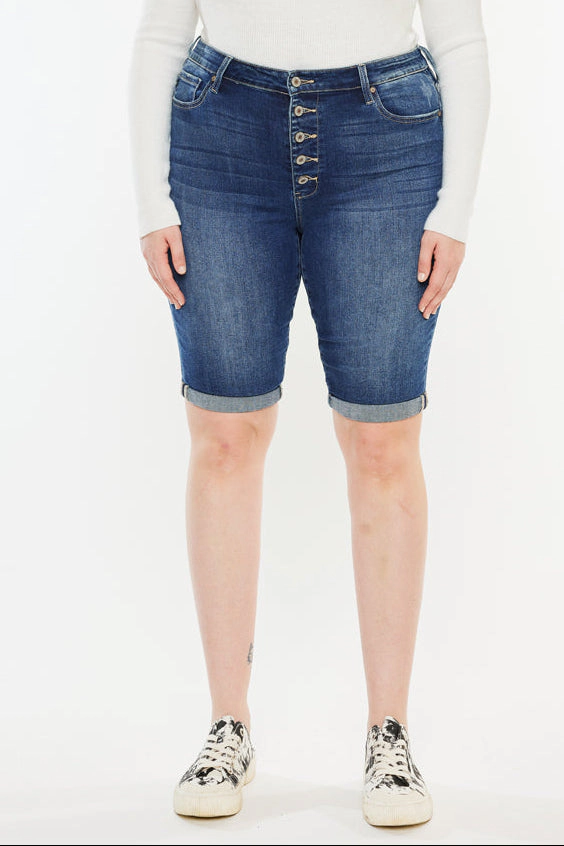 KanCan Women's Plus High Rise Bermuda Shorts Tatiana