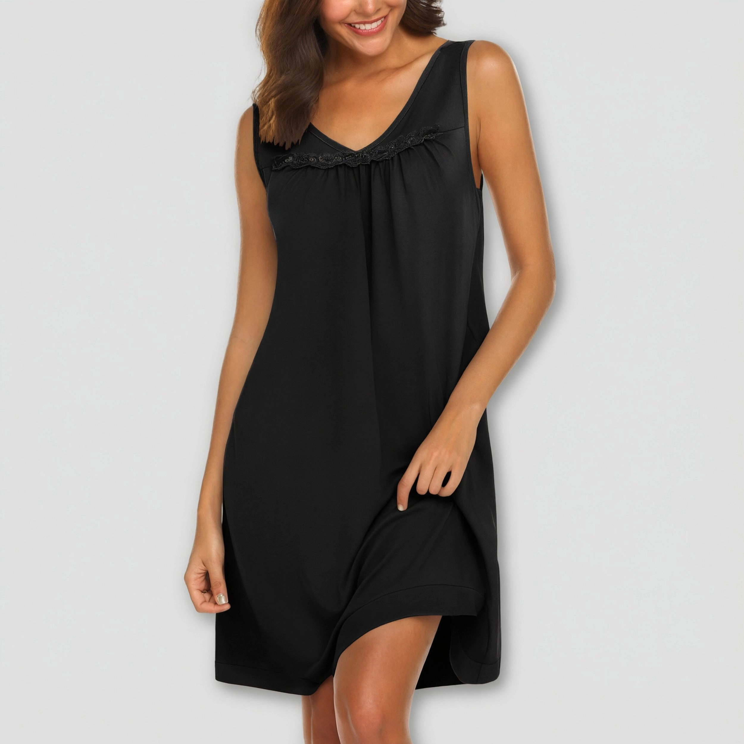 Ekouaer Cotton Nightgowns for Women Sleeveless Night Gown Tank Sleepshirt Wide Strap V Neck