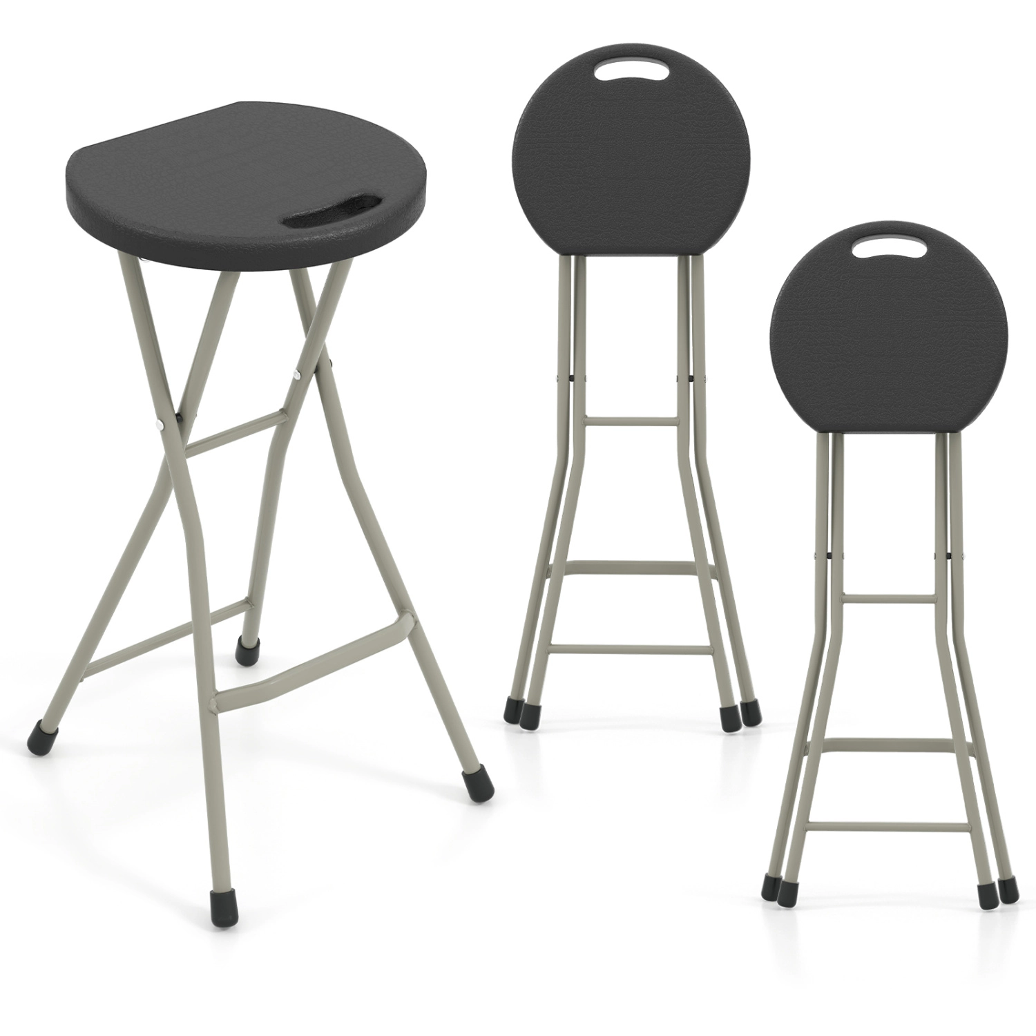 LJG 28 Inch Portable Folding Stools with 330lbs Limited Sturdy Frame