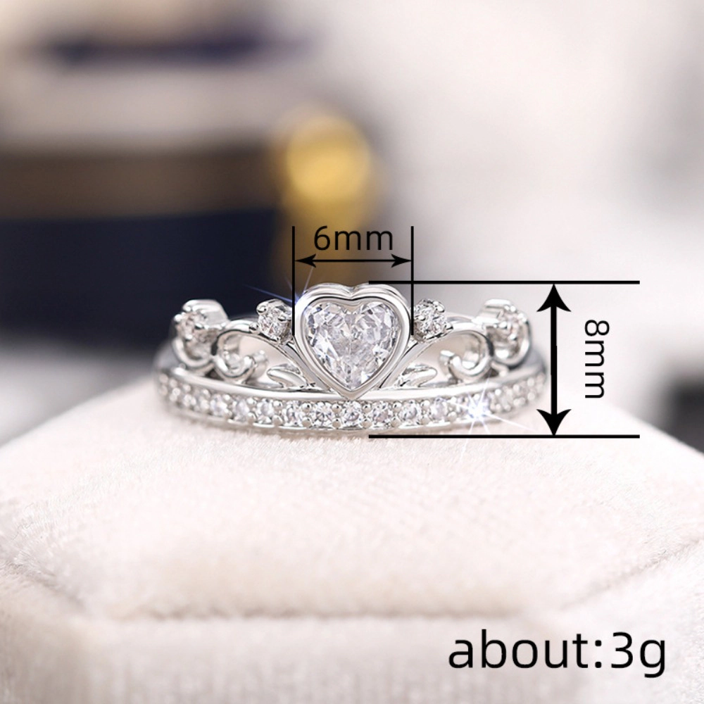 Crown Heart Hollow Out Promise Ring with Cubic Zirconia for Women