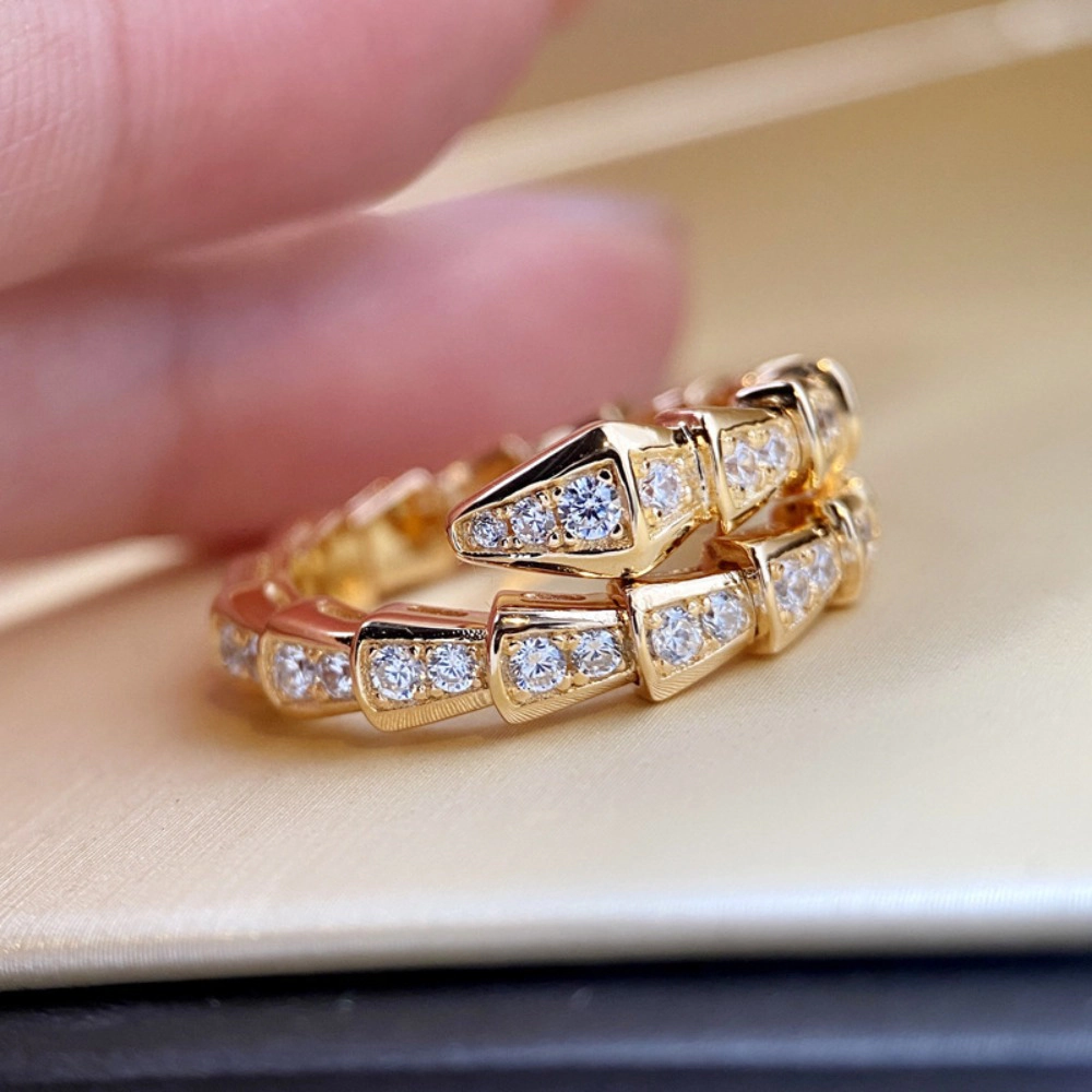 Wardrobe Whimsy Serpenti‑Style Pave Cubic Zirconia Snake Band Ring