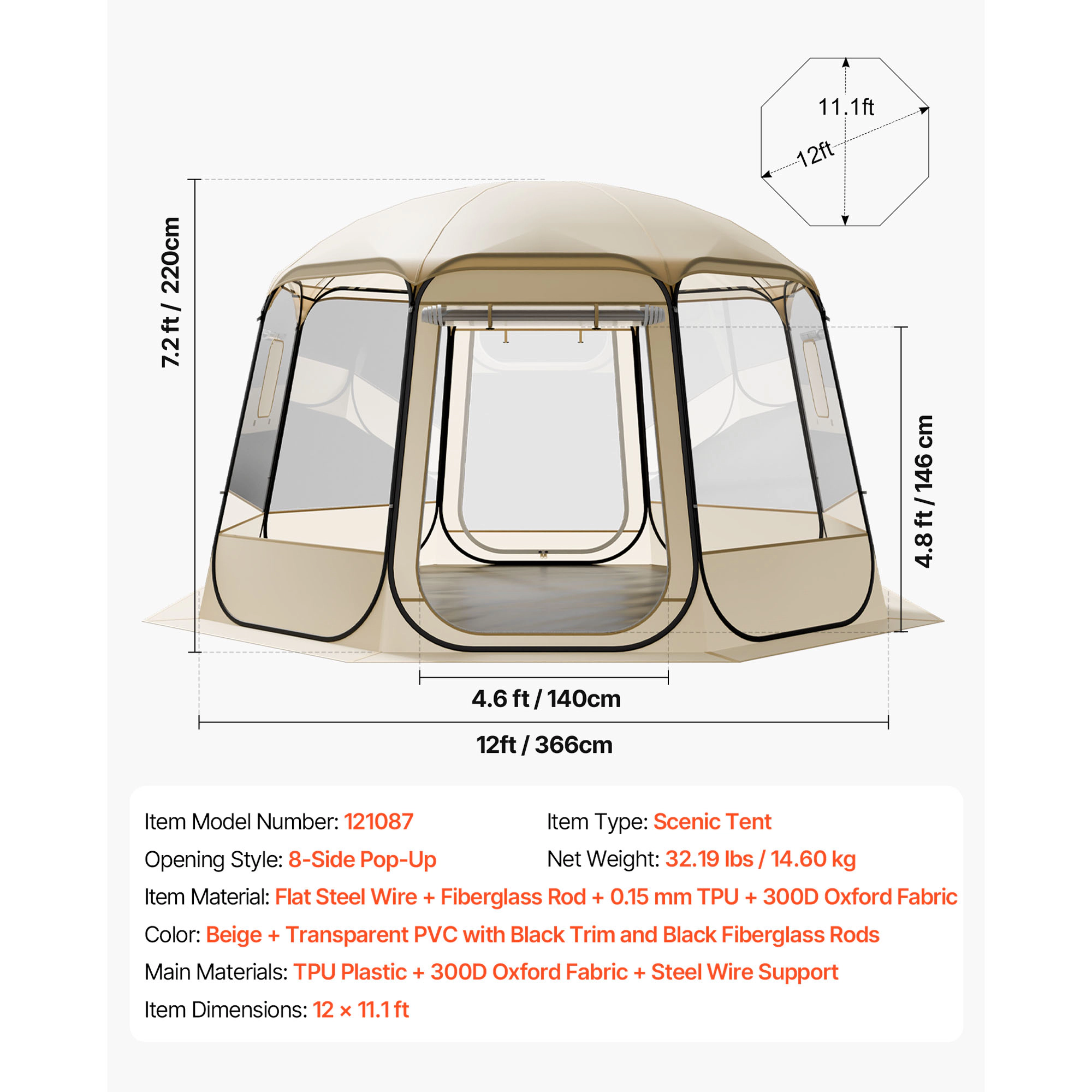 HONGGE Pop up Bubble Tent Waterproof & UV-Resistant Clear Camping Tent Shelter Outdoor Garden Dome Igloo Tents with