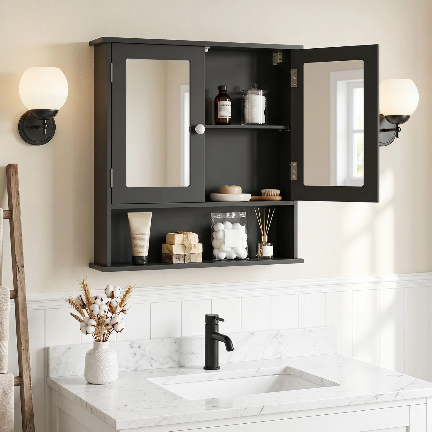 SlickBlue Space Saving Medicine Cabinet with Mirror Door for Bathroom Organization