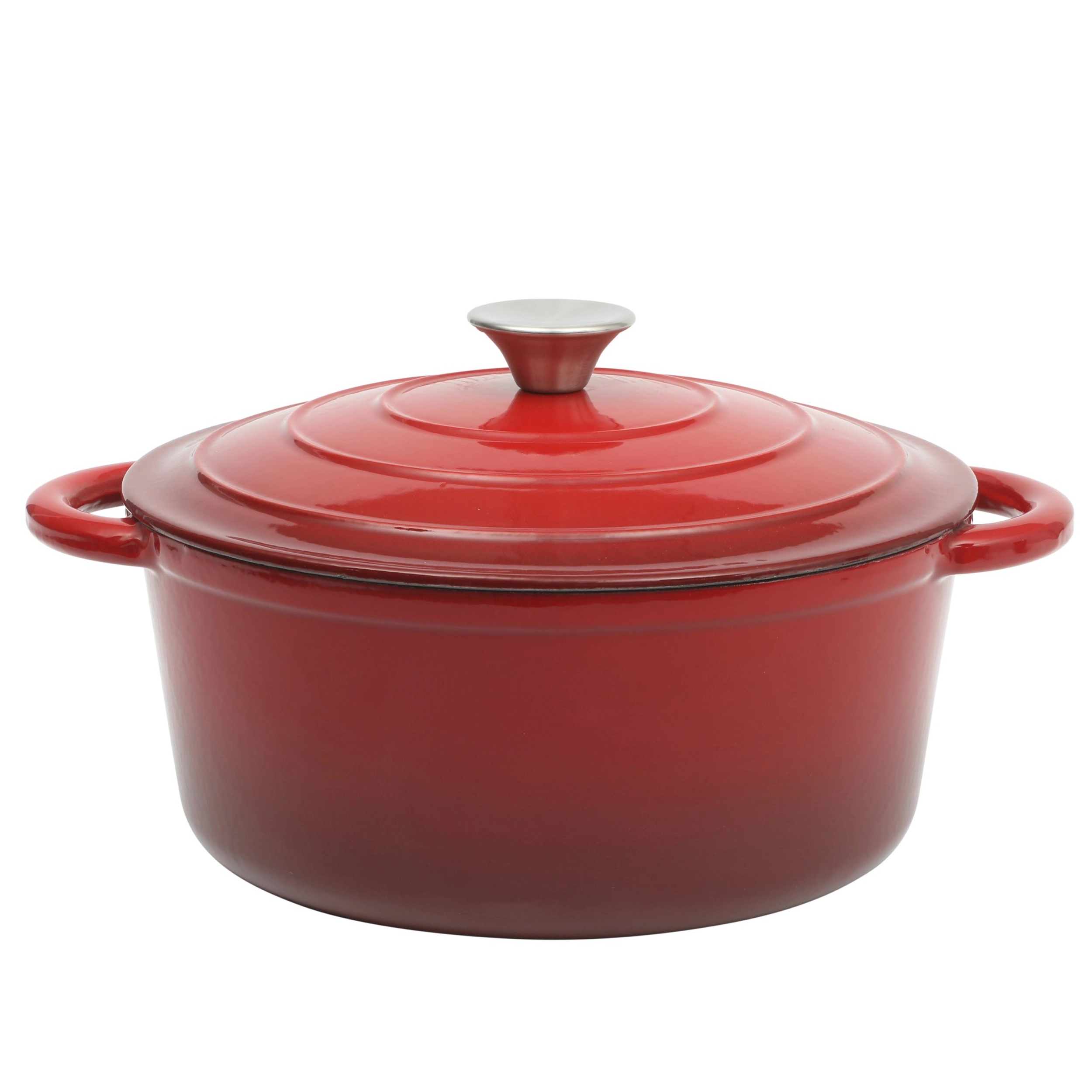 Gibson Home Addlestone Quart Enameled Cast Iron Dutch Oven with Lid in Red