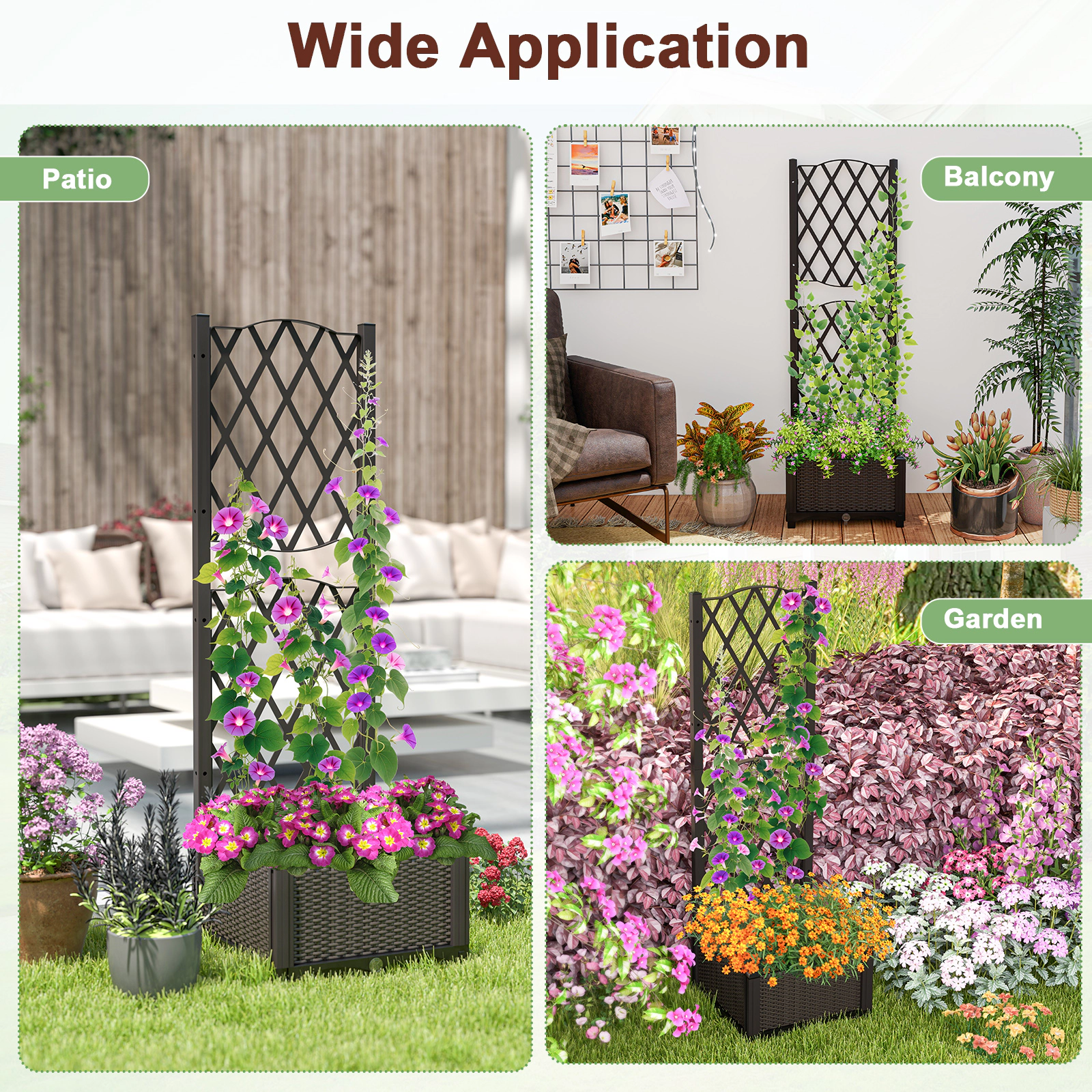 SlickBlue Outdoor Garden Bed with Water Storage Tray and Trellis