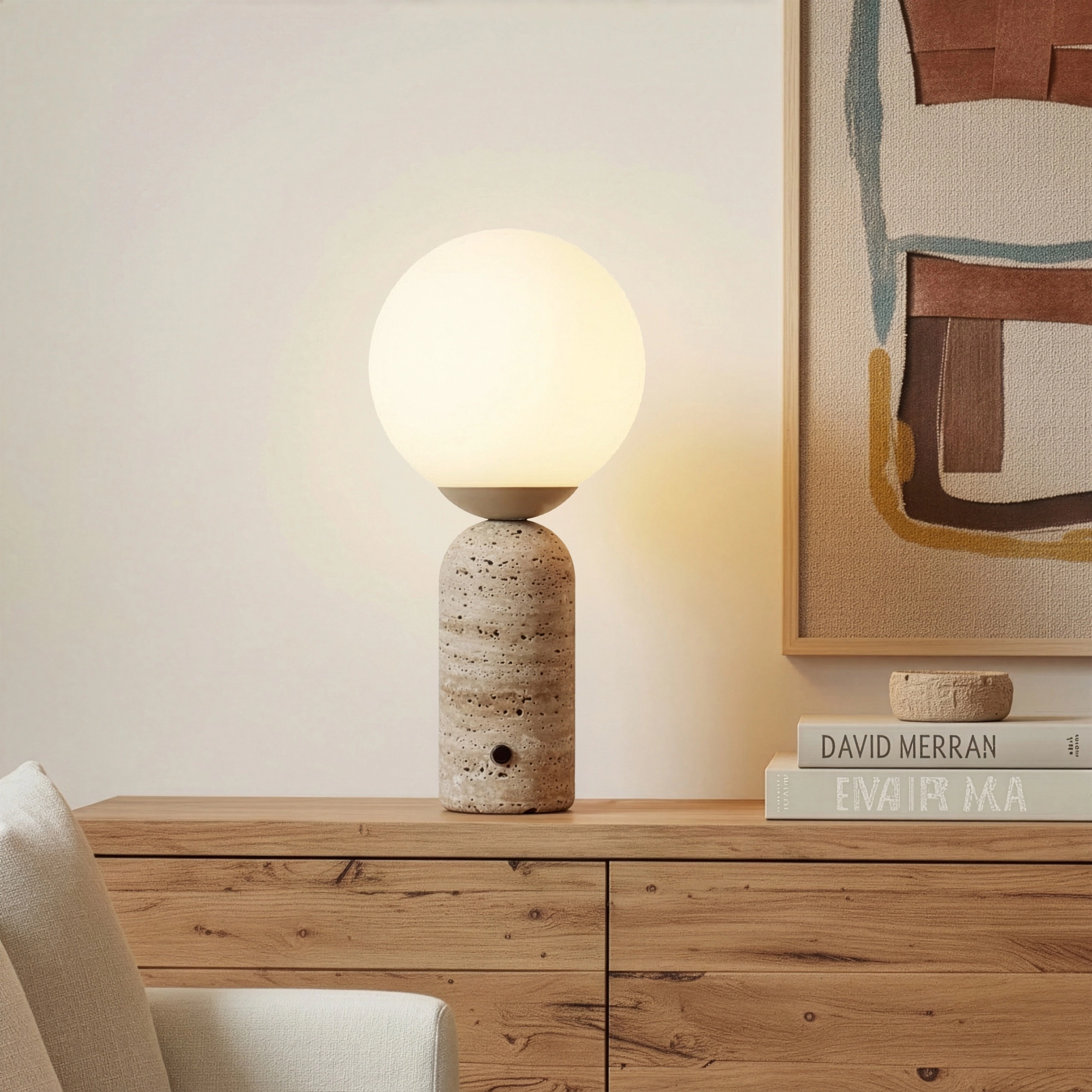 Brightech Mila Tall Glass Marble Table Lamp
