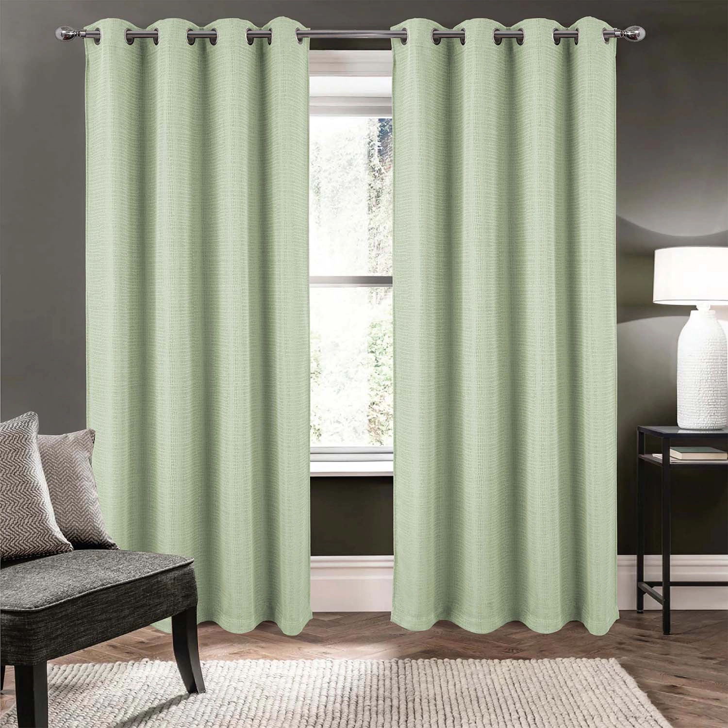 RT Designer Collection Demi Lux Jacquard Blackout Grommet Curtain Panel 52" x 84" Sage