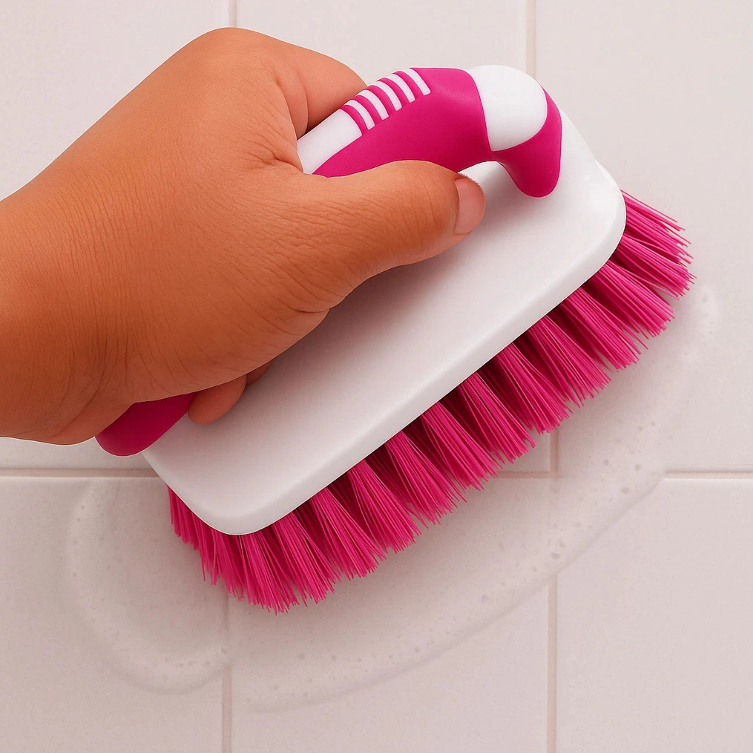 Home Collection Heavy Duty Scrub Brush with Rubber Grip Handle 6"