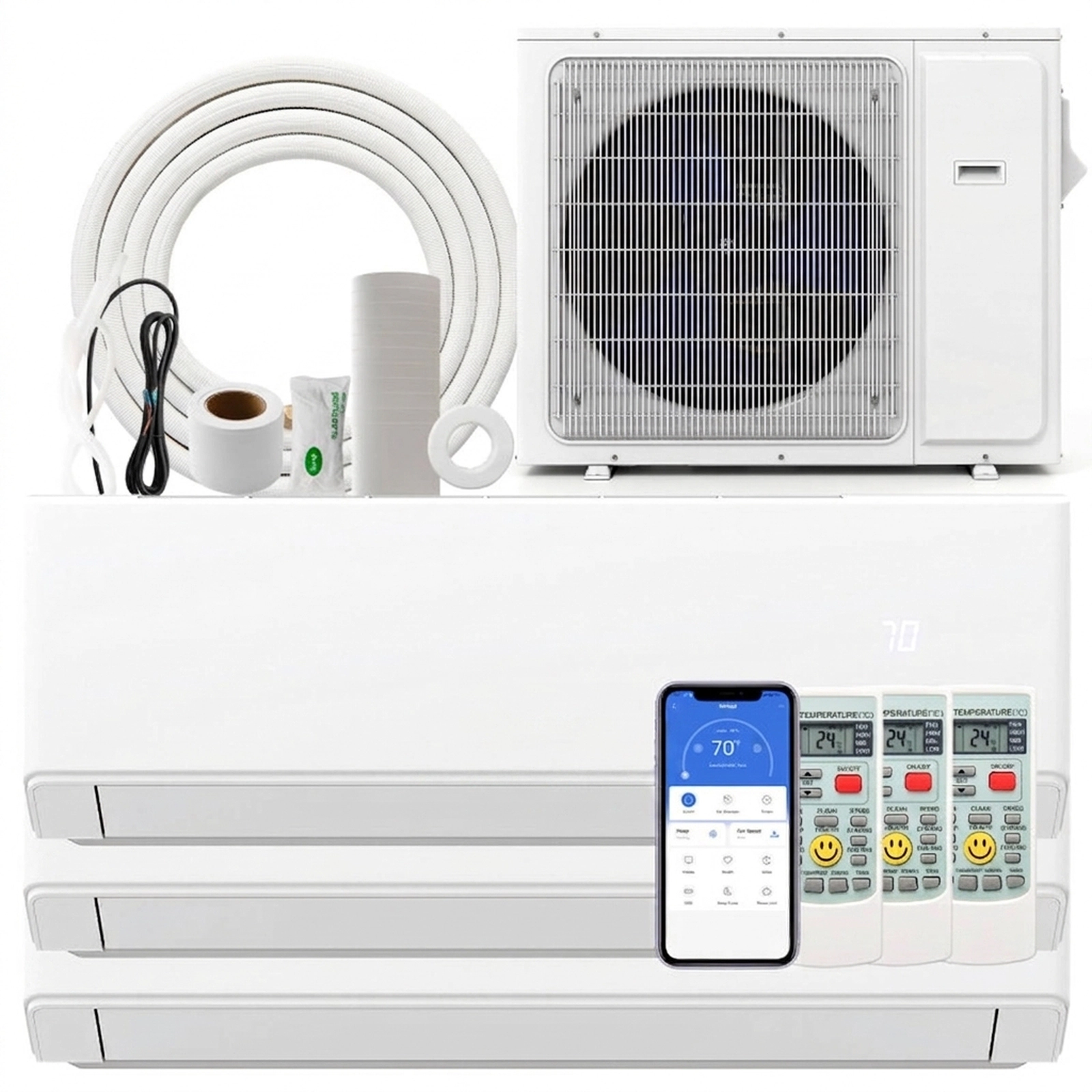 SUGIFT 24000-BTU 3-Zone 23-SEER2 208-230V WiFi Ductless Mini Split Air Conditioner Heat Pump 9K + 9K + 12K