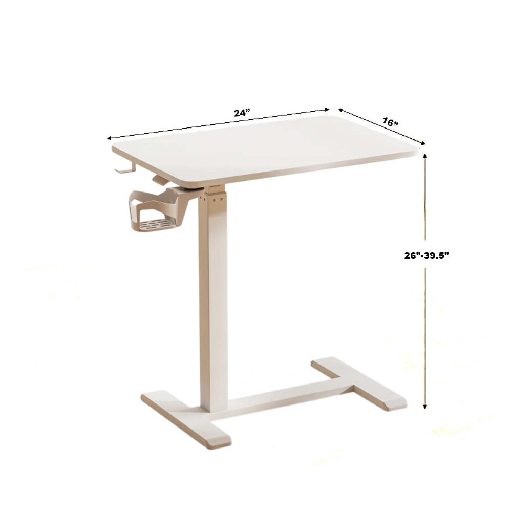 Hivvago Height Adjustable Rolling Overbed Table with Cup Holder for Bedside Use