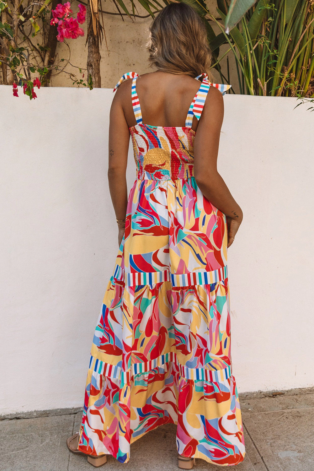 Threaded Pear Women's Milan Striped Trim Maxi Sundress