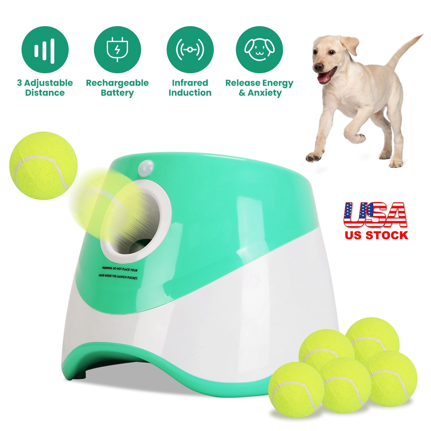 GBruno Automatic Dog Ball Launcher With 6 Tennis Balls