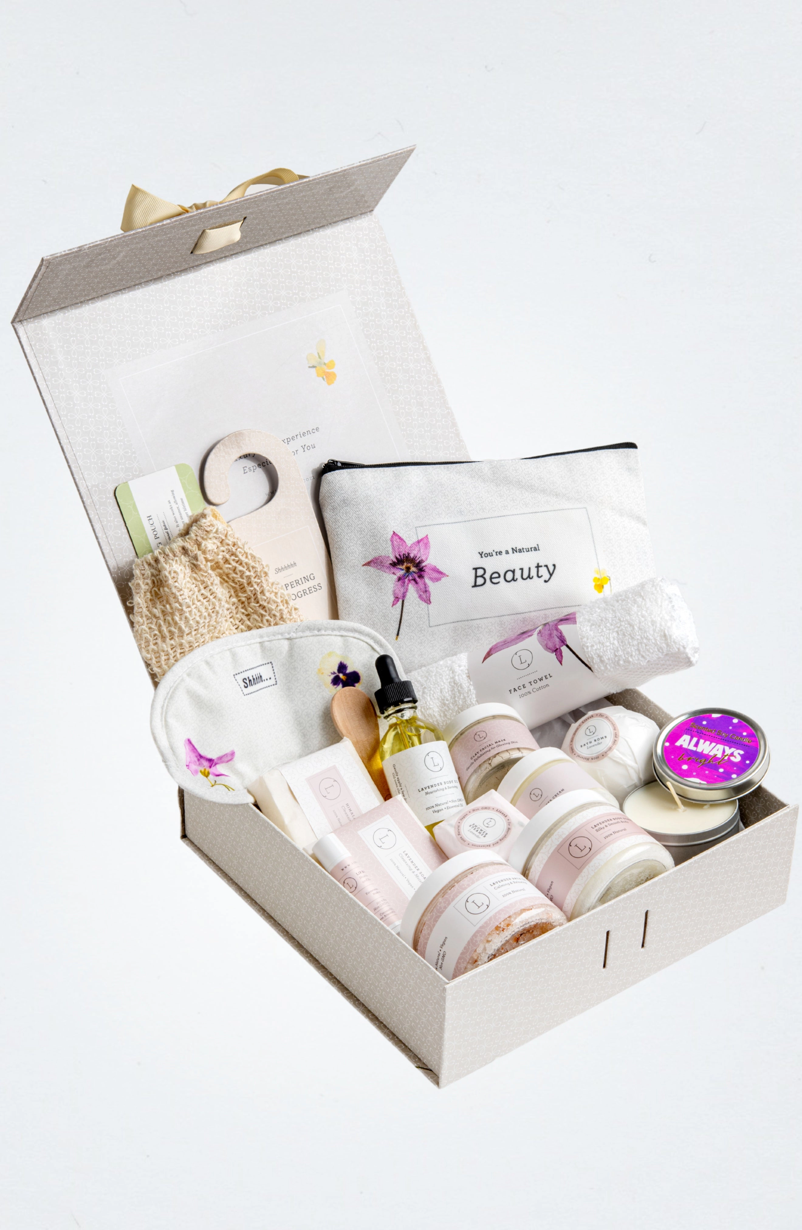 Lizush  Lavender Bath & Body Gift Box, Handmade All-Natural Spa Set