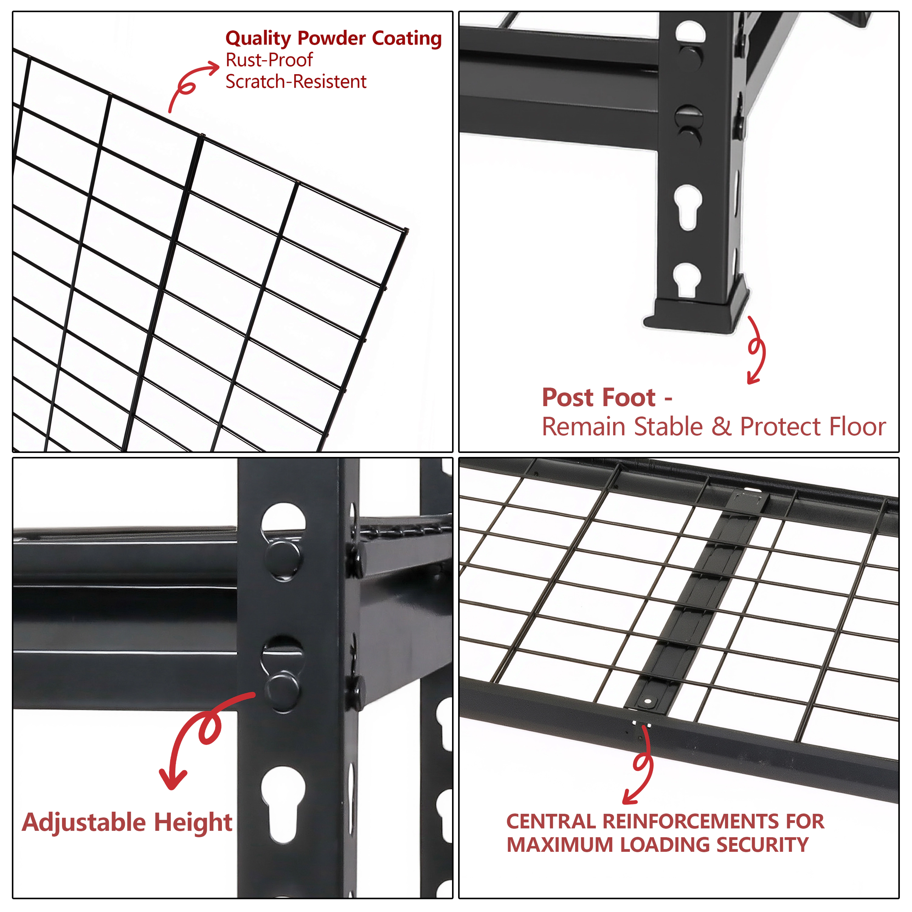 Flynama 5 Tier Heavy Duty Steel Shelving 2250 lb 36W x 18D x 72H in with Boltless Assembly for Garage and Shed in Black