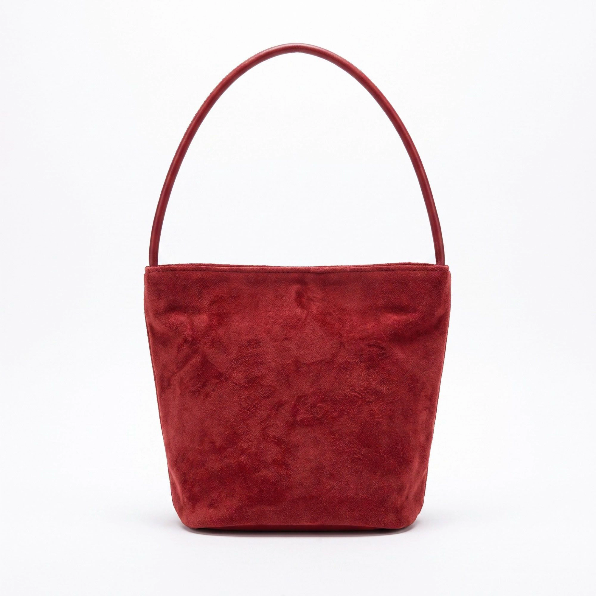 Alilang Women's Suede-Look Bucket Shoulder Bag with Long Strap and Soft Structured Shape 9x7.5x6.5in