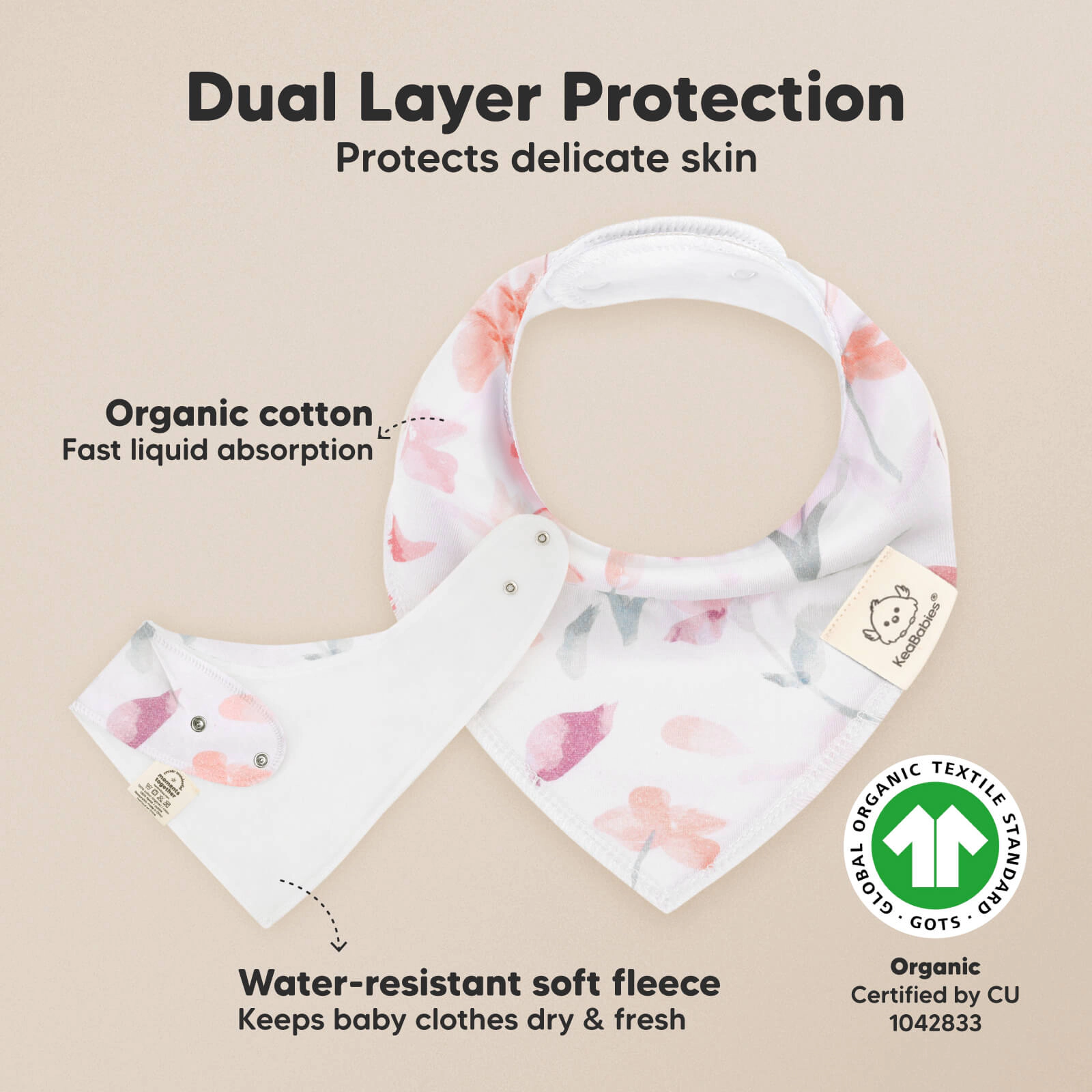KeaBabies 8-Pack Organic Bandana Bibs for Baby Girls, Boys