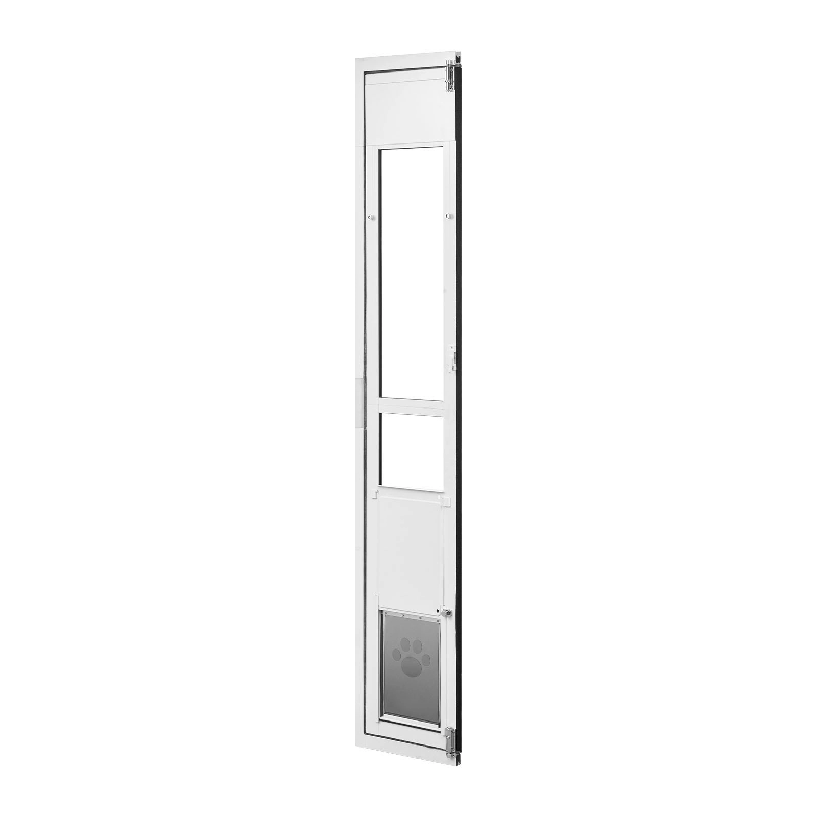 HONGGE 180° Swing Sliding Glass Dog Door for Medium Dogs up to 40 lbs, Weatherstripped Aluminum Alloy Frame