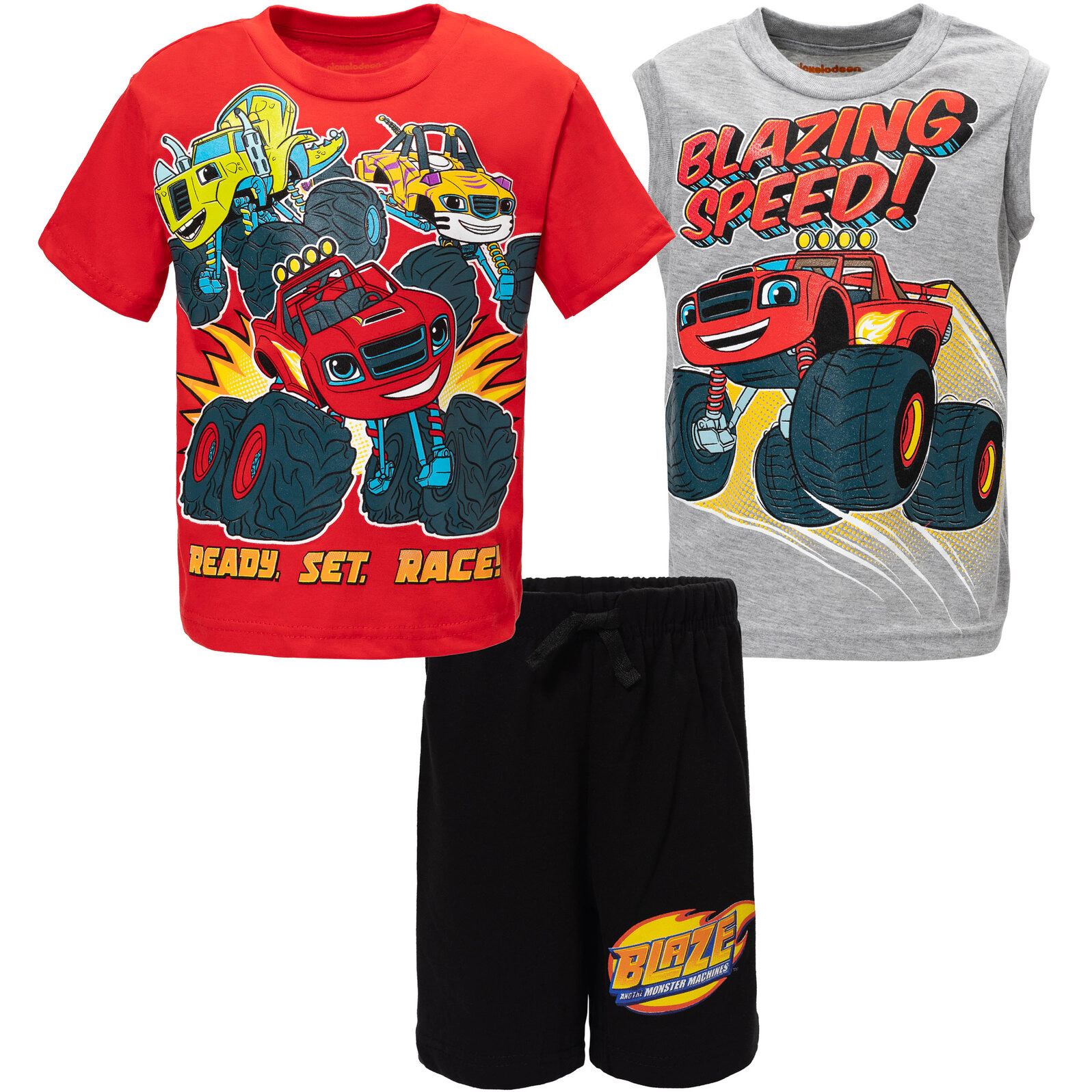 Blaze and the Monster Machines Boys' Racing T-Shirt Tank Top Shorts Set