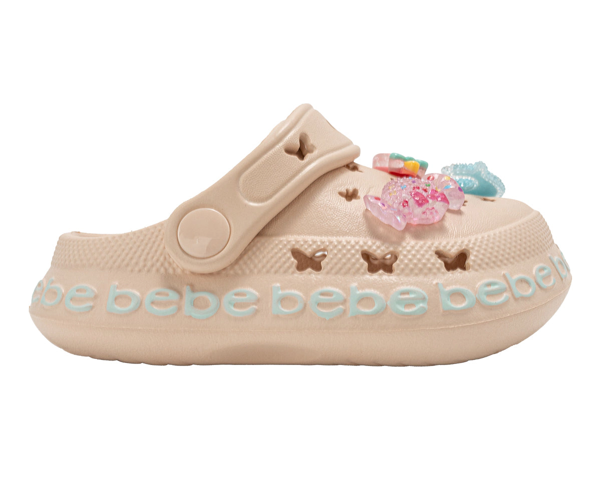 bebe Toddler Girl's EVA Clog Sandals with Candy Charms Slip On Shoes